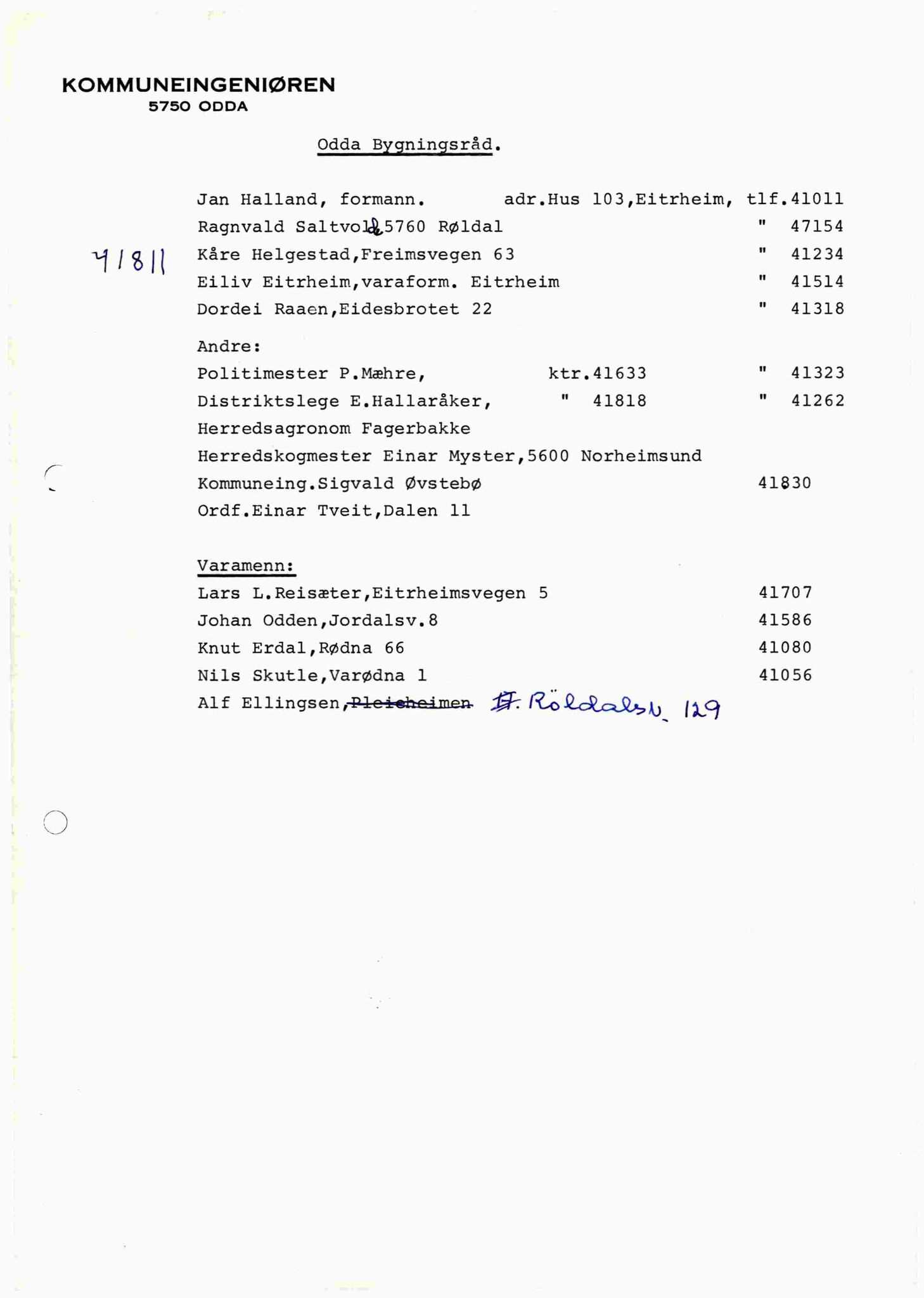 Odda kommune. Bygningsrådet, IKAH/1228-511/A/Aa/L0005: Møtebok for Odda bygningsråd, 1975