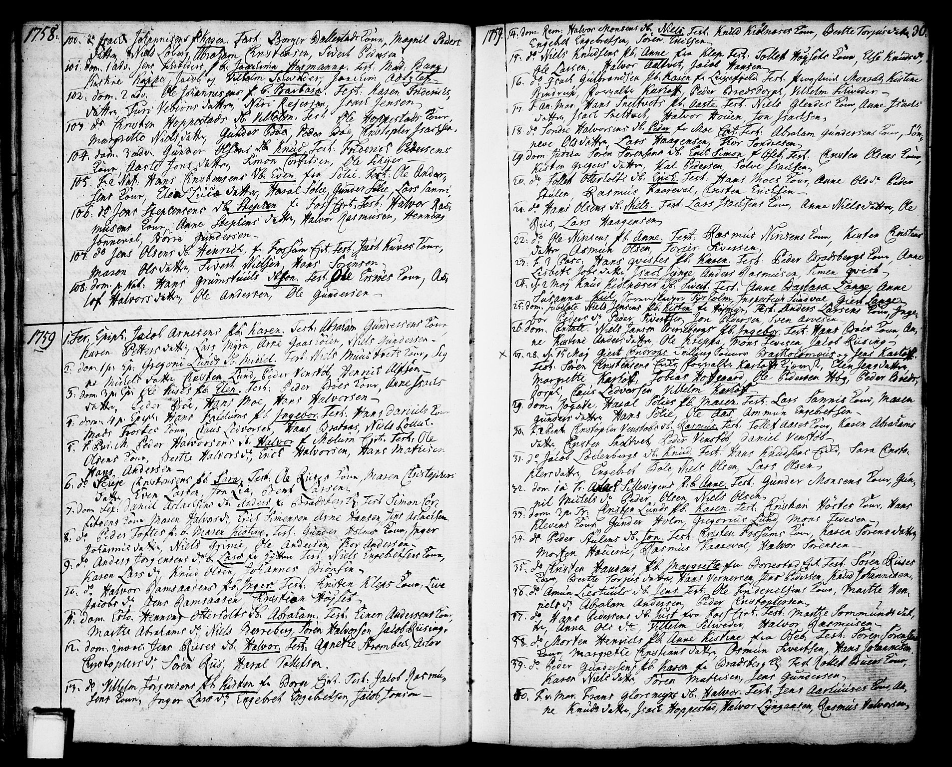 Gjerpen kirkebøker, SAKO/A-265/F/Fa/L0002: Parish register (official) no. I 2, 1747-1795, p. 30