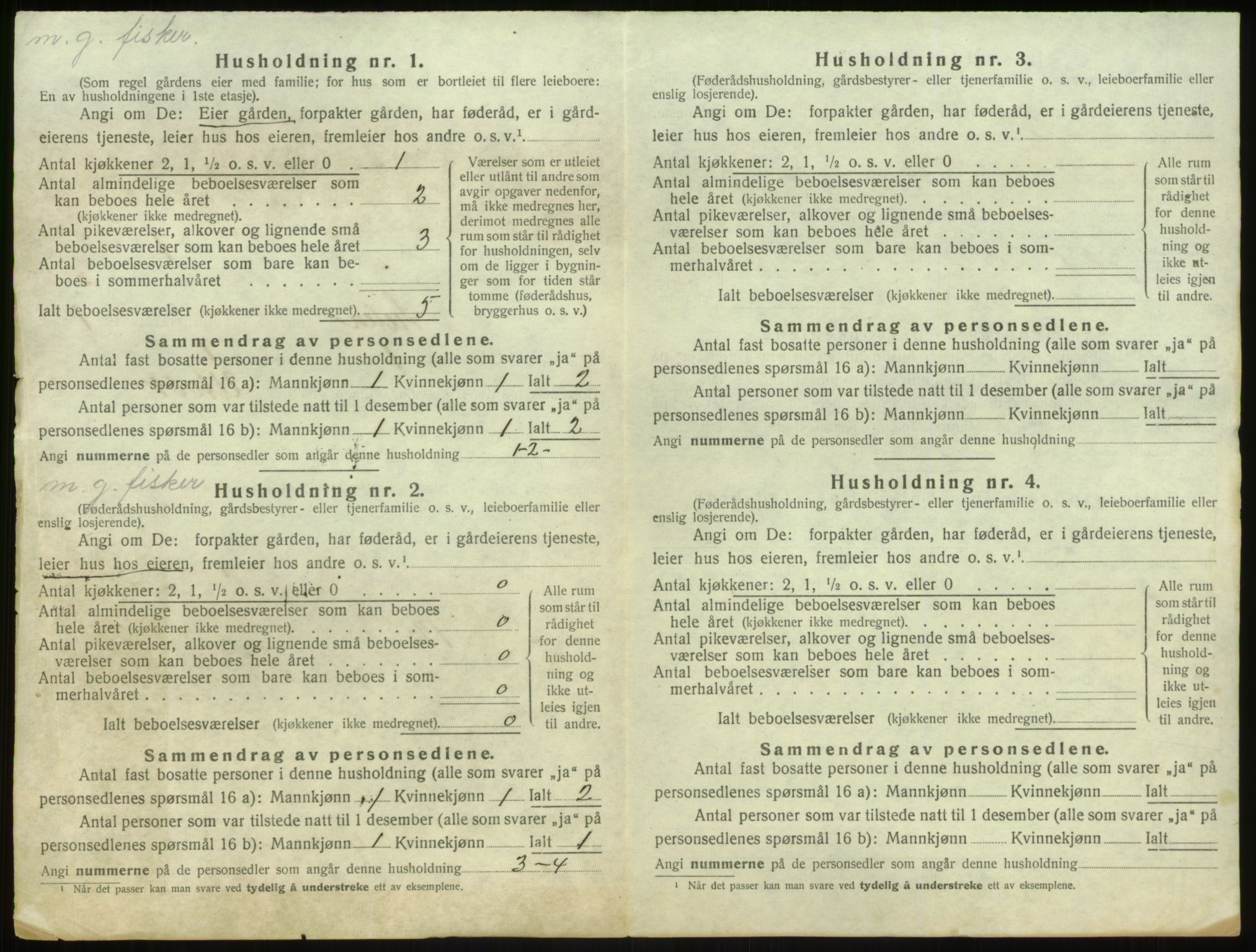 SAB, 1920 census for Solund, 1920, p. 44