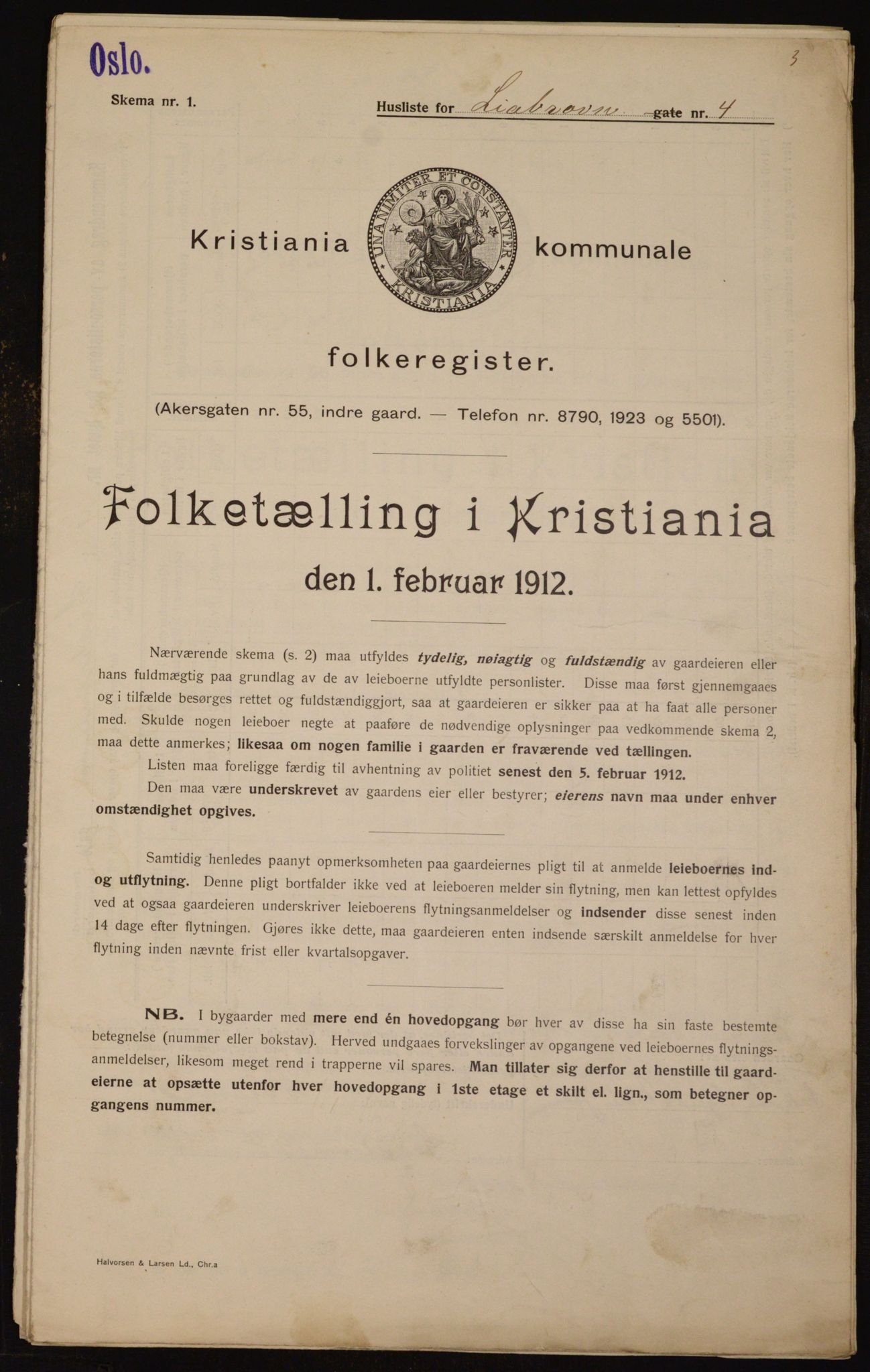 OBA, Municipal Census 1912 for Kristiania, 1912, p. 58152