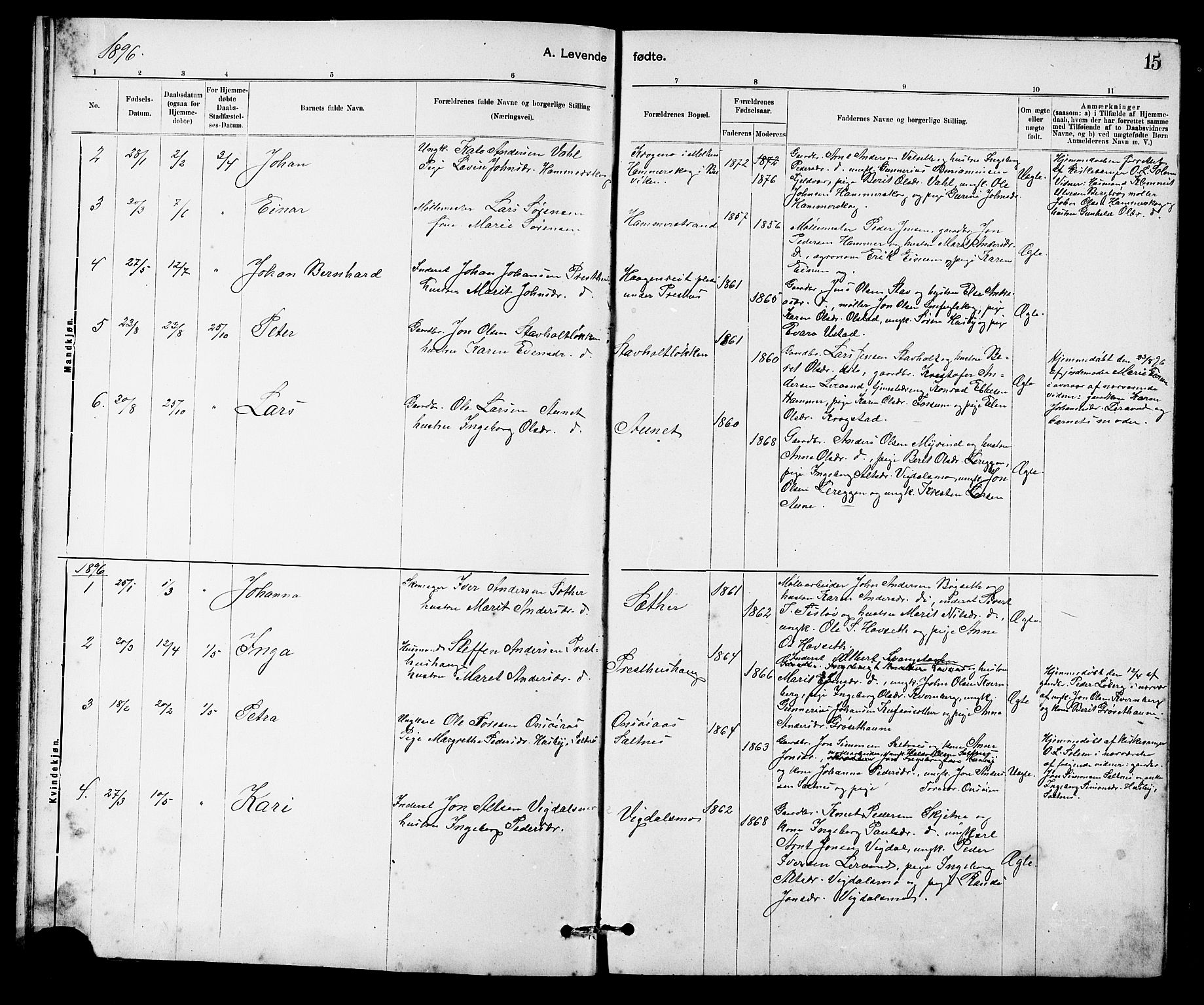 Ministerialprotokoller, klokkerbøker og fødselsregistre - Sør-Trøndelag, AV/SAT-A-1456/666/L0790: Parish register (copy) no. 666C03, 1885-1908, p. 15