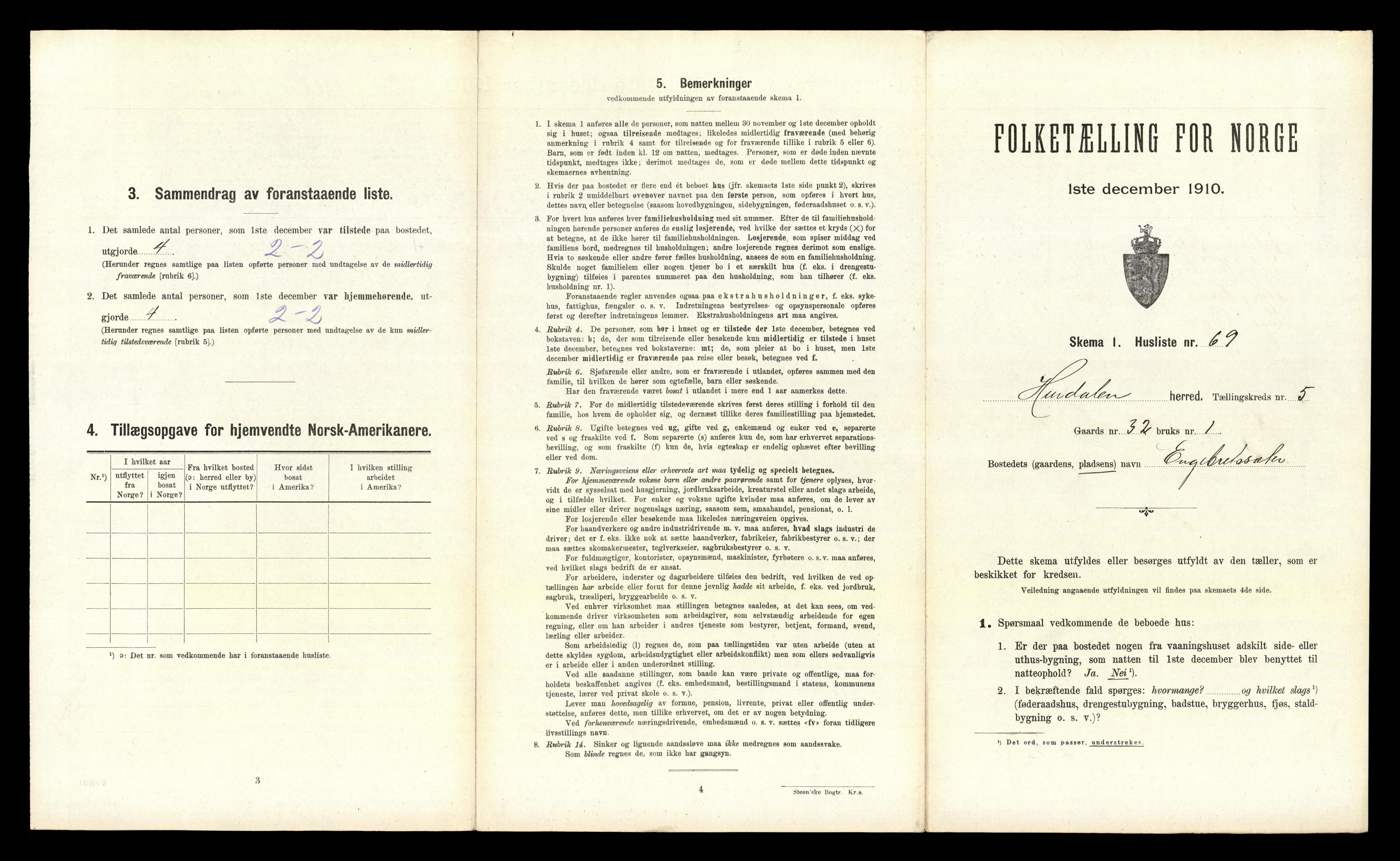 RA, 1910 census for Hurdal, 1910, p. 598