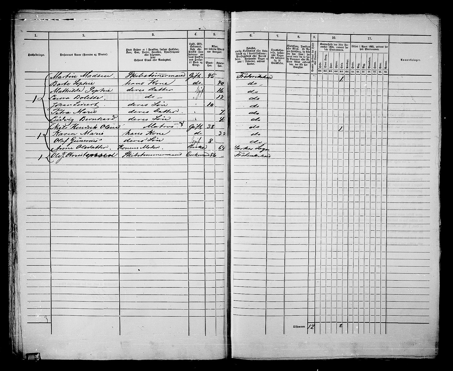 RA, 1865 census for Fredrikshald, 1865, p. 39