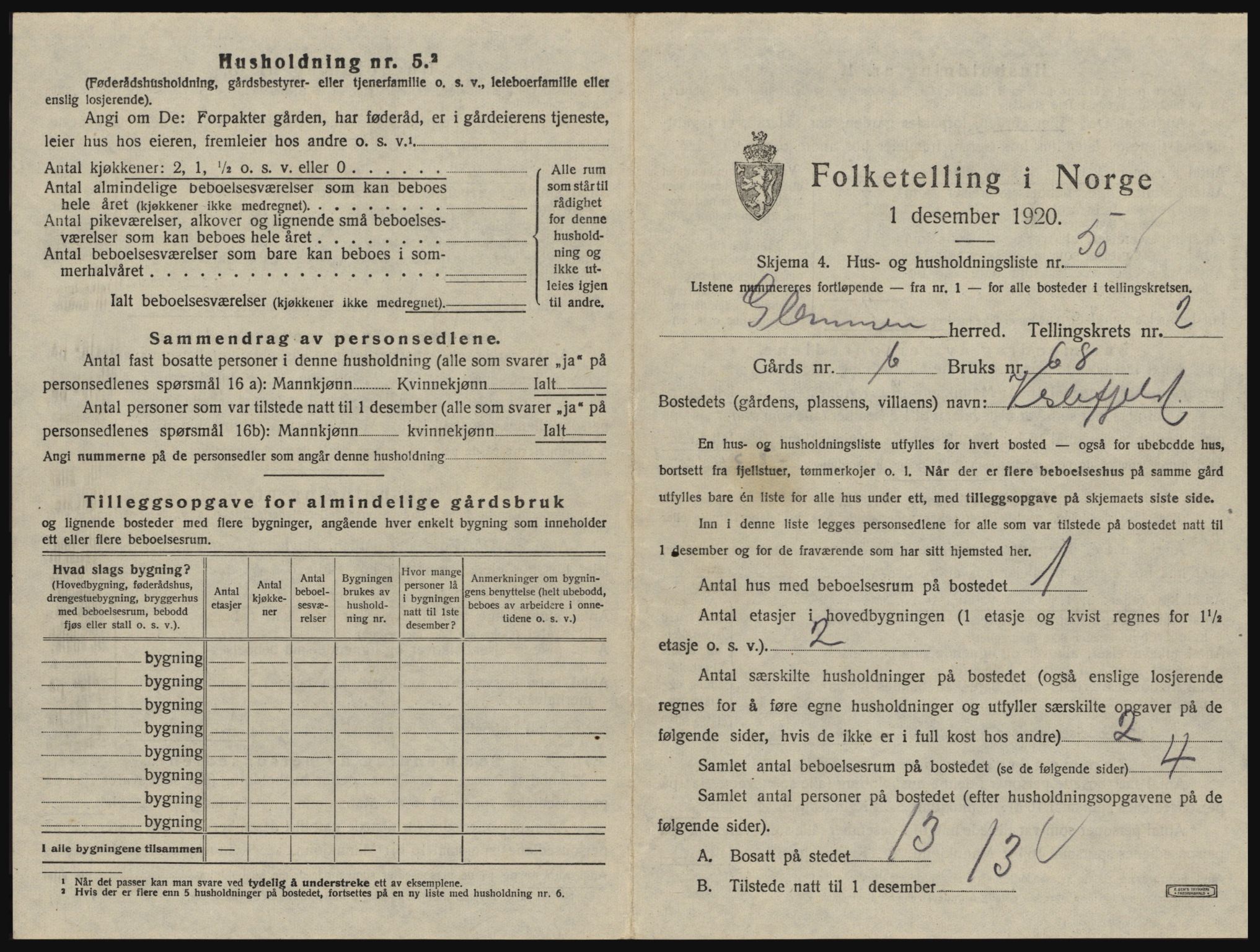 SAO, 1920 census for Glemmen, 1920, p. 297