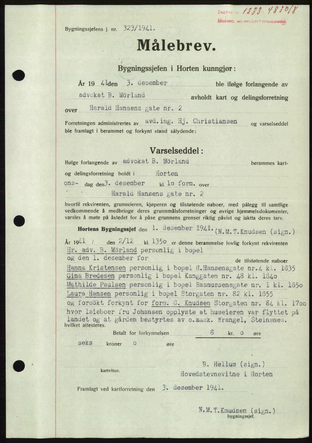 Horten sorenskriveri, SAKO/A-133/G/Ga/Gaa/L0010: Mortgage book no. A-10, 1947-1948, Diary no: : 1333/1948