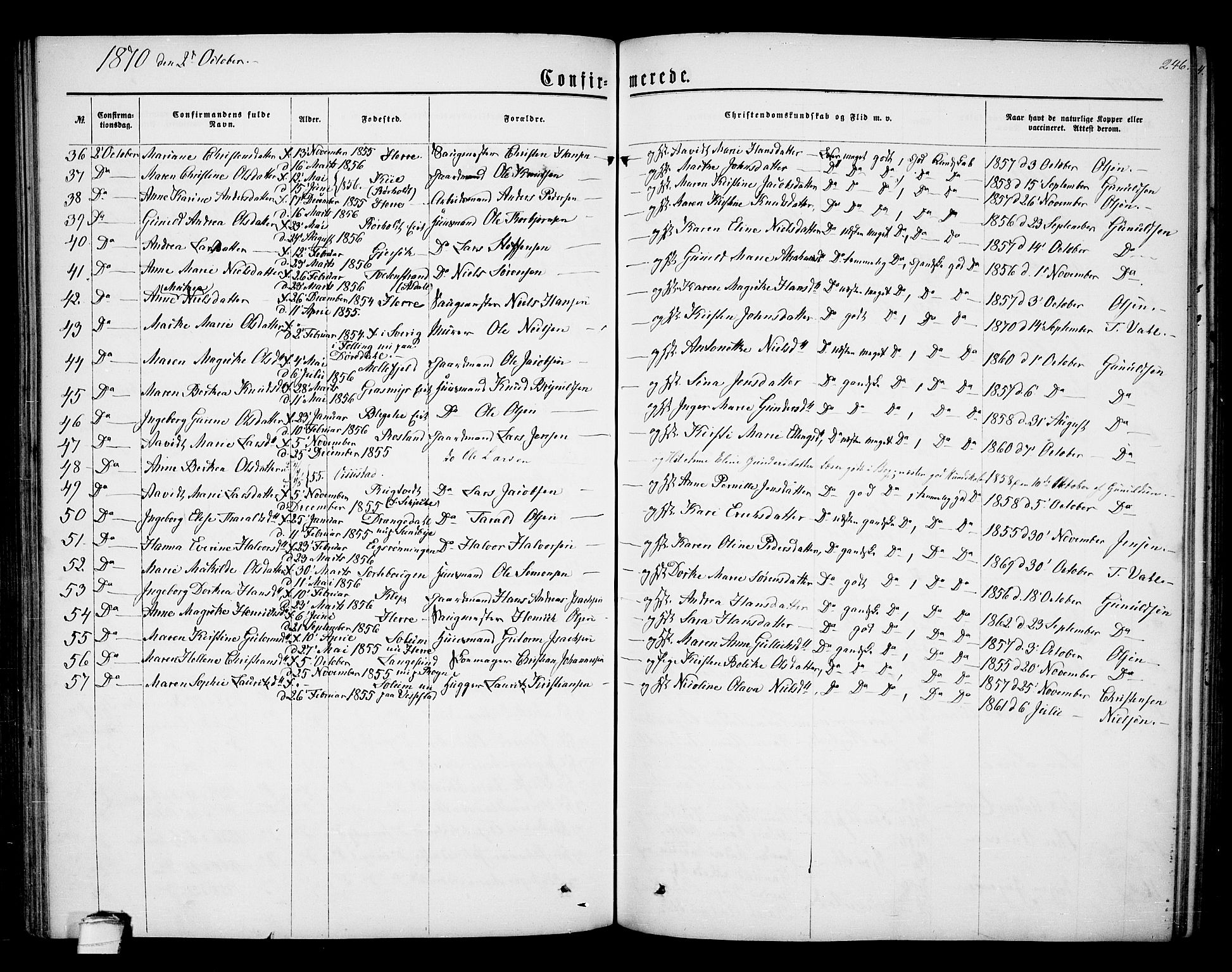 Bamble kirkebøker, SAKO/A-253/G/Ga/L0006: Parish register (copy) no. I 6, 1860-1876, p. 246