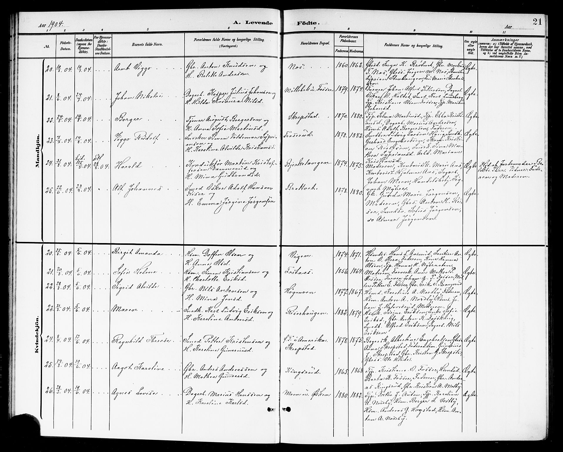 Høland prestekontor Kirkebøker, AV/SAO-A-10346a/G/Ga/L0007: Parish register (copy) no. I 7, 1902-1914, p. 21