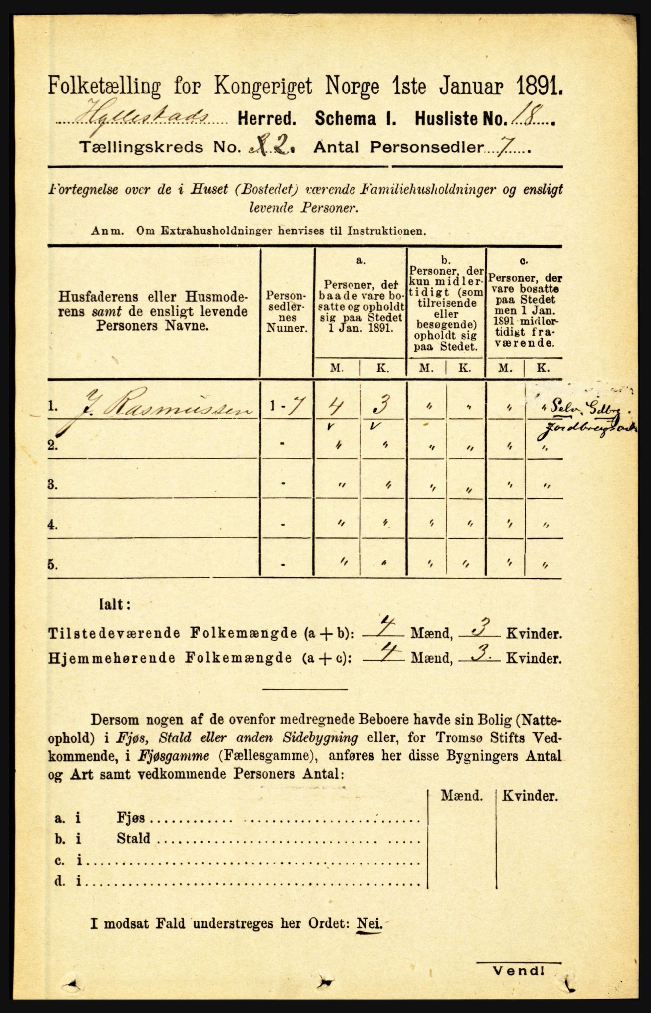 RA, 1891 census for 1413 Hyllestad, 1891, p. 138