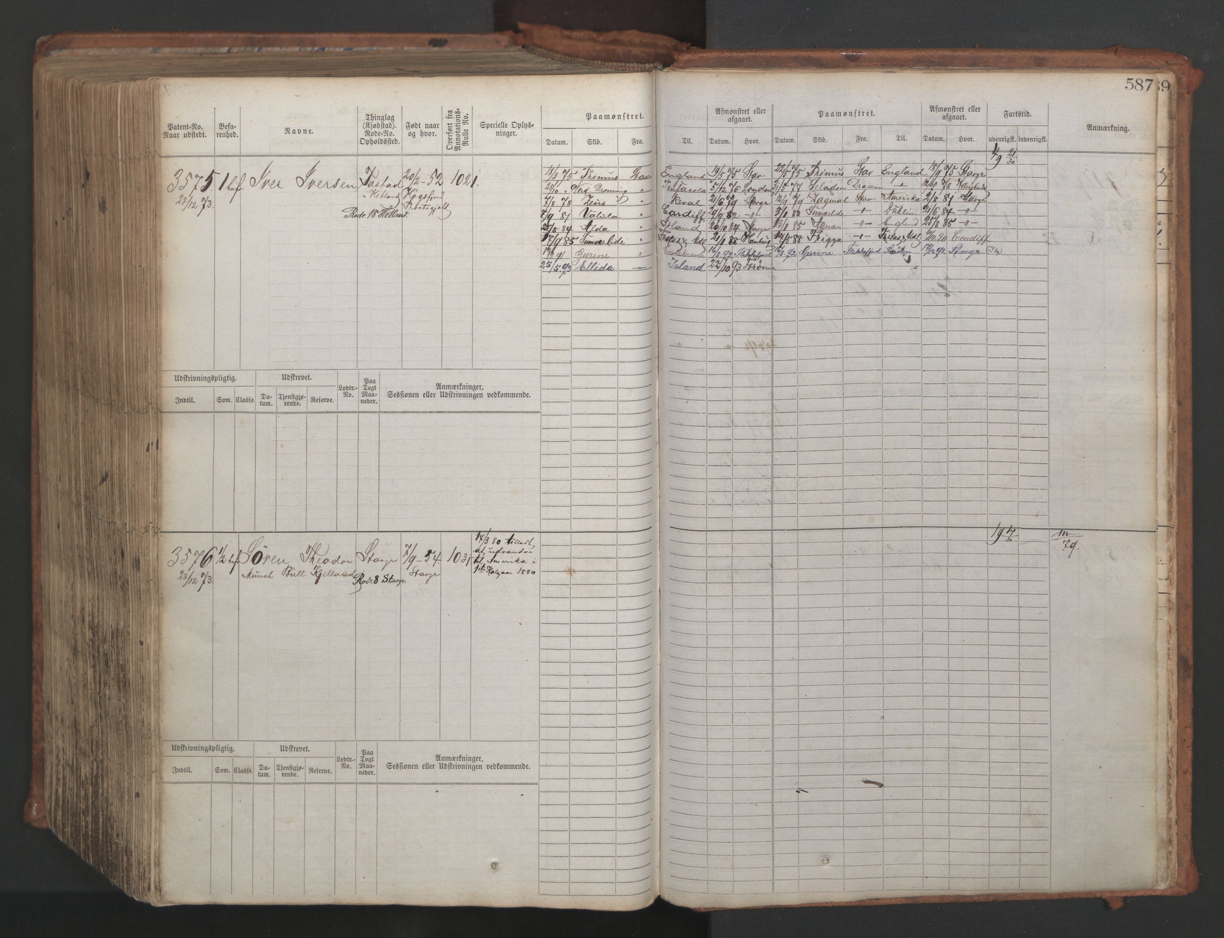 Stavanger sjømannskontor, AV/SAST-A-102006/F/Fb/Fbb/L0007: Sjøfartshovedrulle, patentnr. 2403-3604, 1869-1880, p. 644