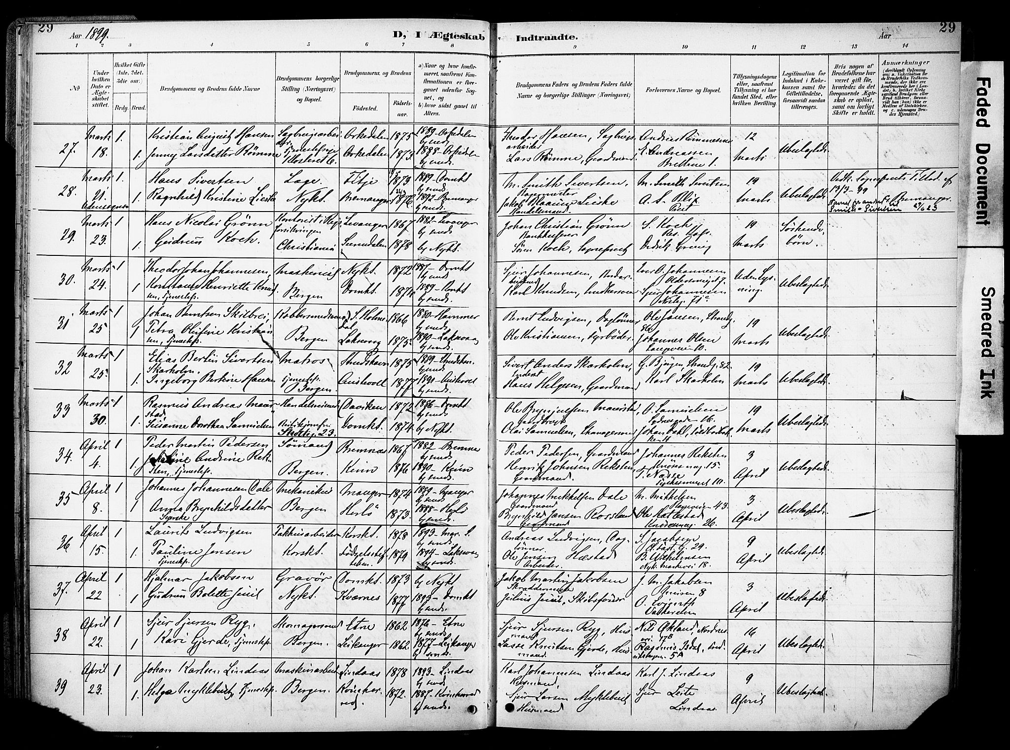 Nykirken Sokneprestembete, SAB/A-77101/H/Haa/L0034: Parish register (official) no. D 4, 1896-1905, p. 29