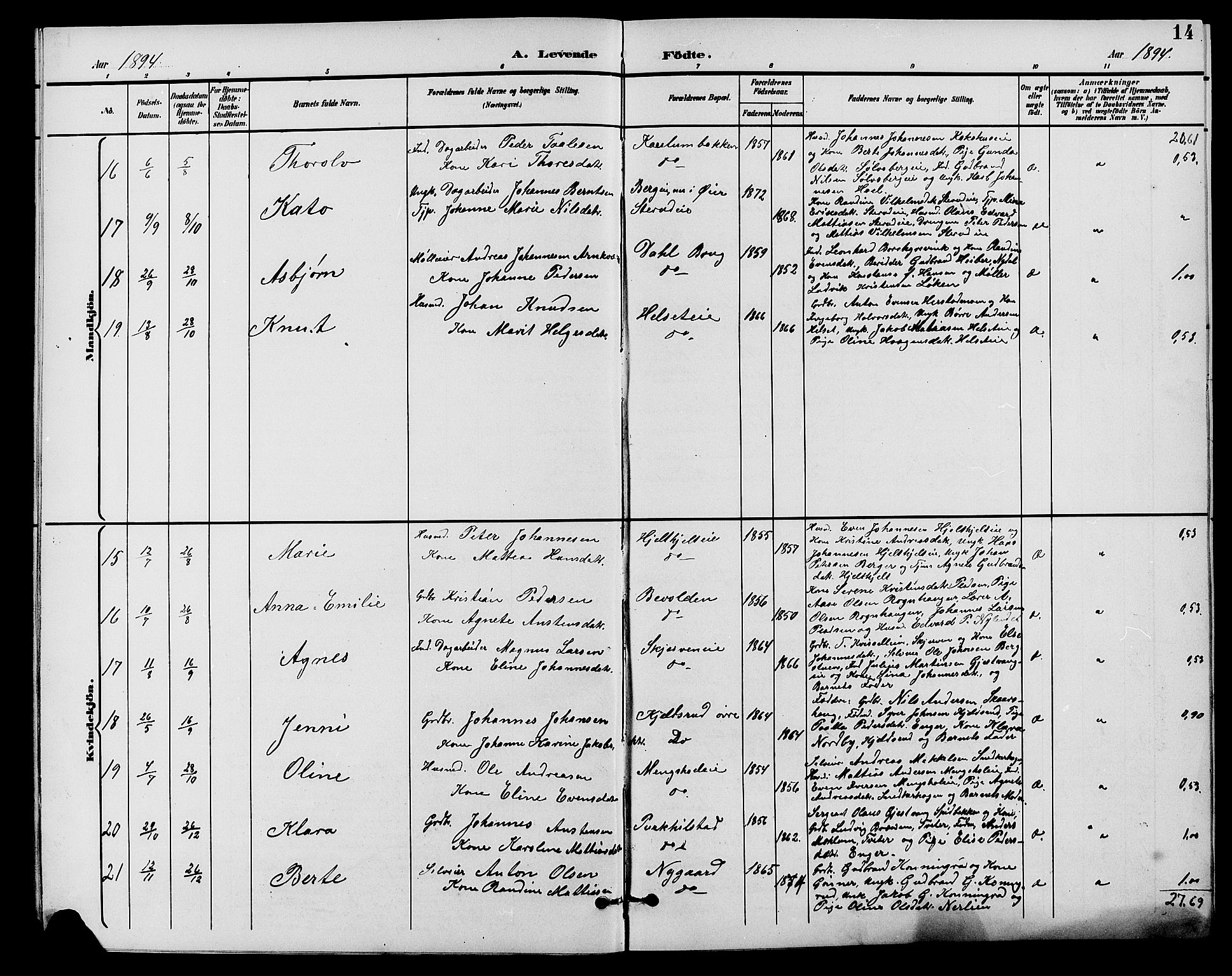 Nes prestekontor, Hedmark, AV/SAH-PREST-020/L/La/L0007: Parish register (copy) no. 7, 1892-1912, p. 14