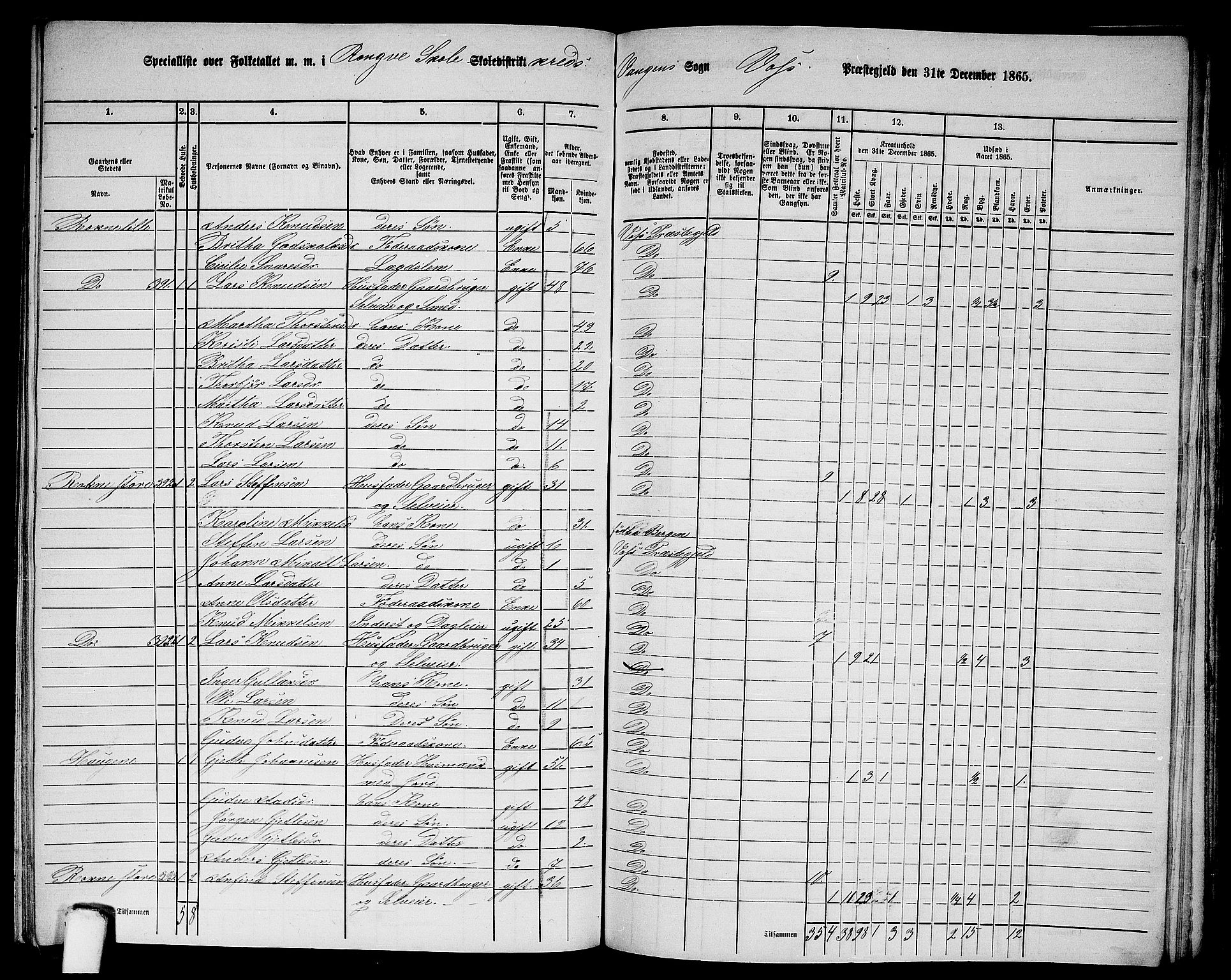 RA, 1865 census for Voss, 1865, p. 179