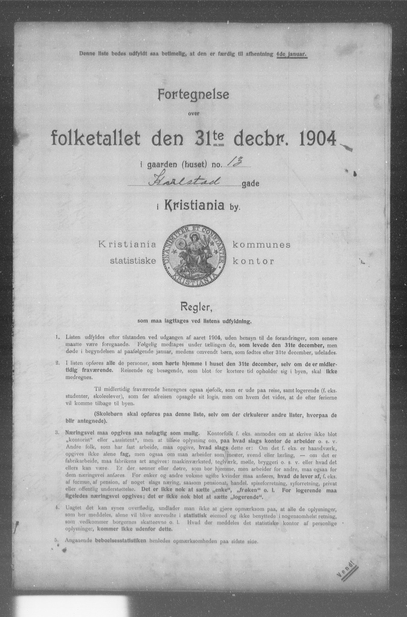 OBA, Municipal Census 1904 for Kristiania, 1904, p. 9485