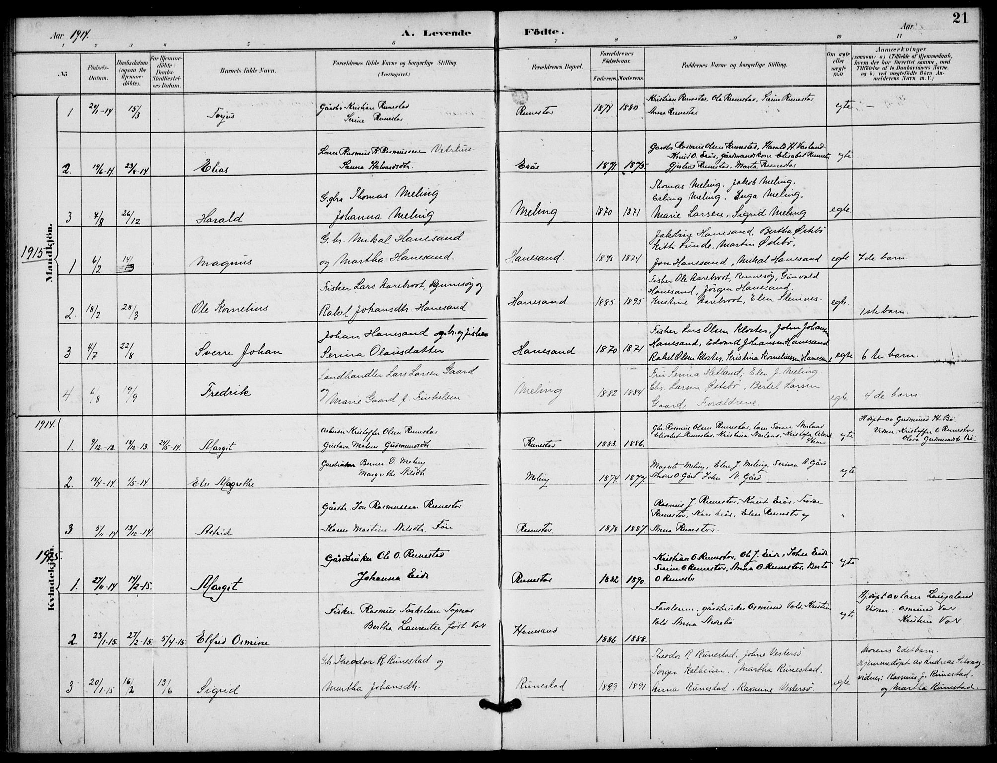 Finnøy sokneprestkontor, AV/SAST-A-101825/H/Ha/Haa/L0012: Parish register (official) no. A 12, 1889-1917, p. 21