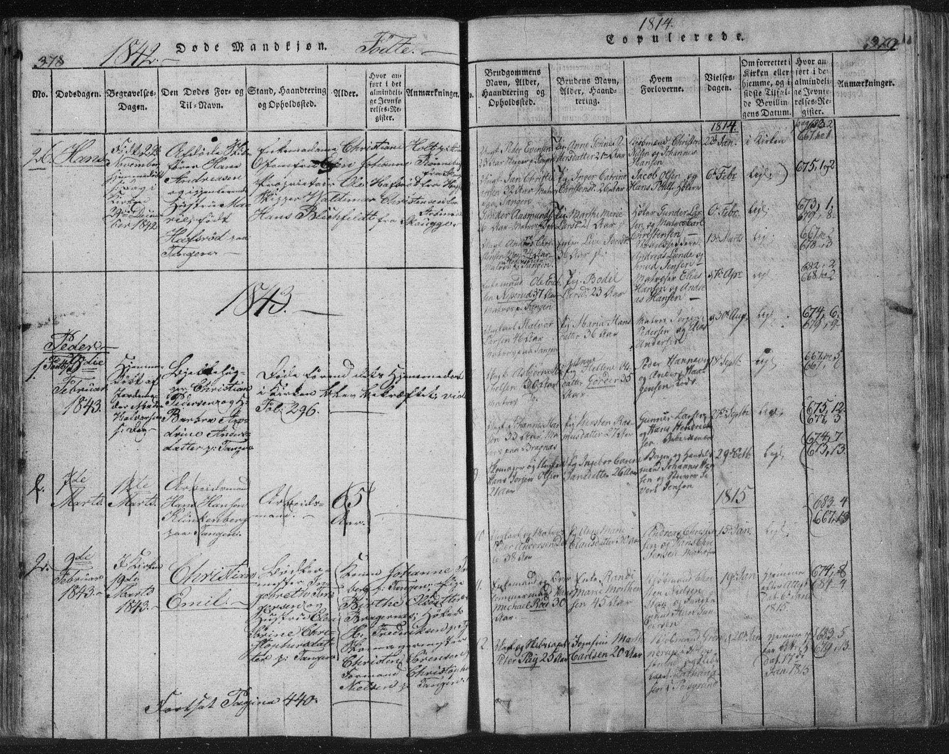 Strømsø kirkebøker, AV/SAKO-A-246/F/Fb/L0004: Parish register (official) no. II 4, 1814-1843, p. 378-379