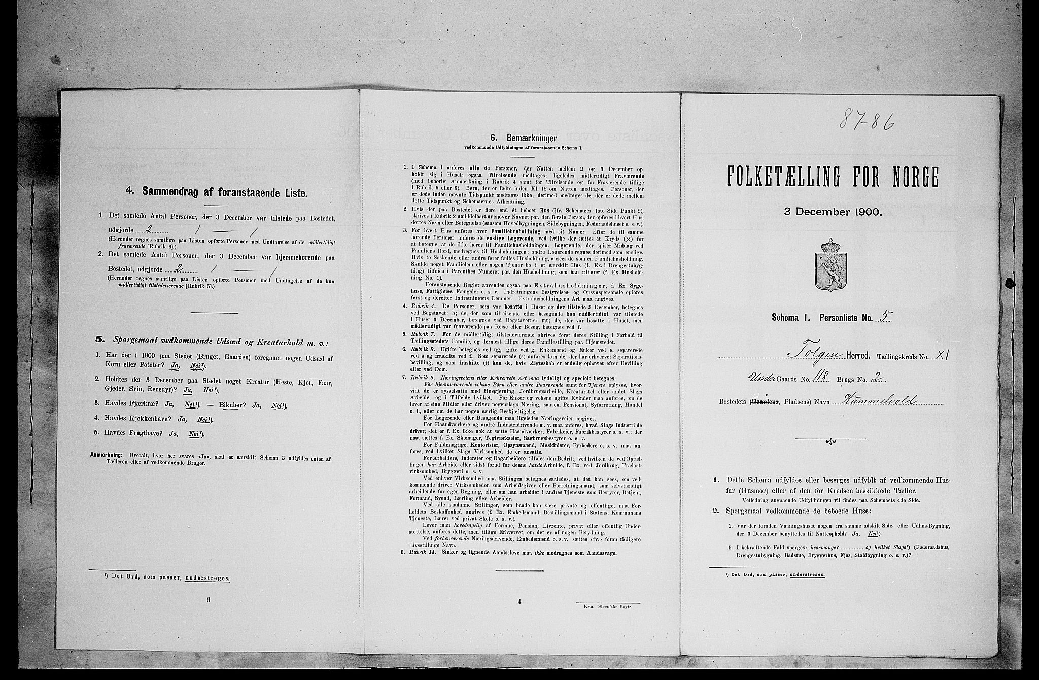 SAH, 1900 census for Tolga, 1900, p. 955