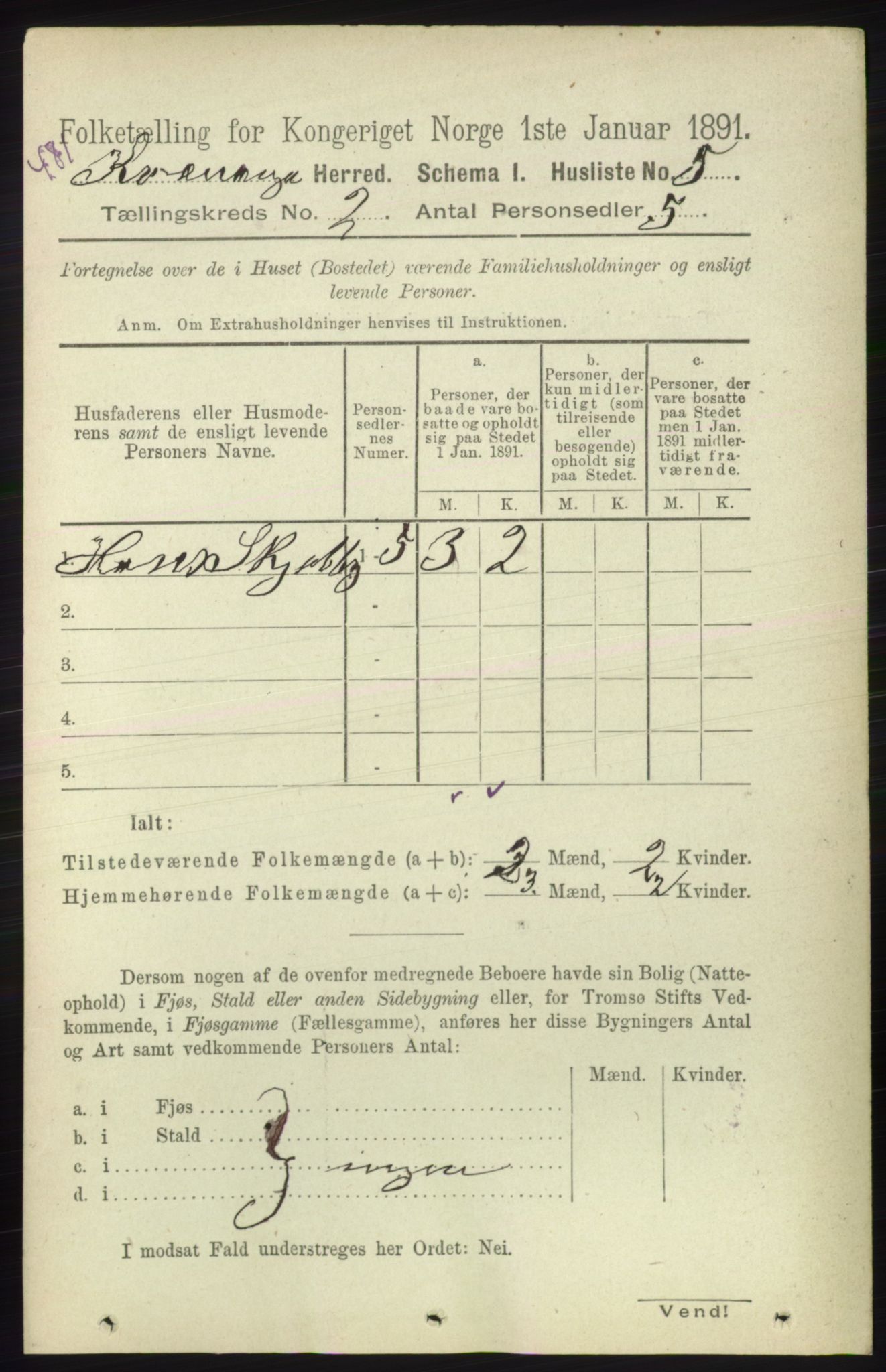 RA, 1891 census for 1943 Kvænangen, 1891, p. 329