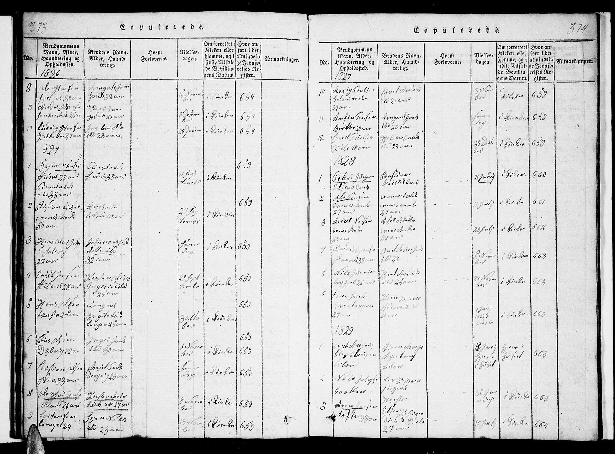 Ministerialprotokoller, klokkerbøker og fødselsregistre - Nordland, AV/SAT-A-1459/863/L0911: Parish register (copy) no. 863C01, 1821-1858, p. 373-374