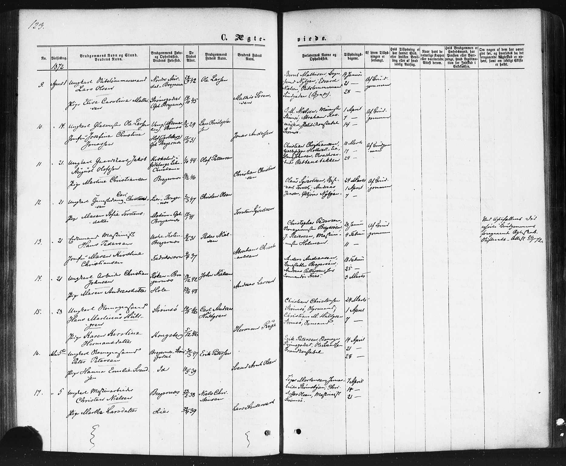 Bragernes kirkebøker, SAKO/A-6/F/Fc/L0003: Parish register (official) no. III 3, 1865-1874, p. 123