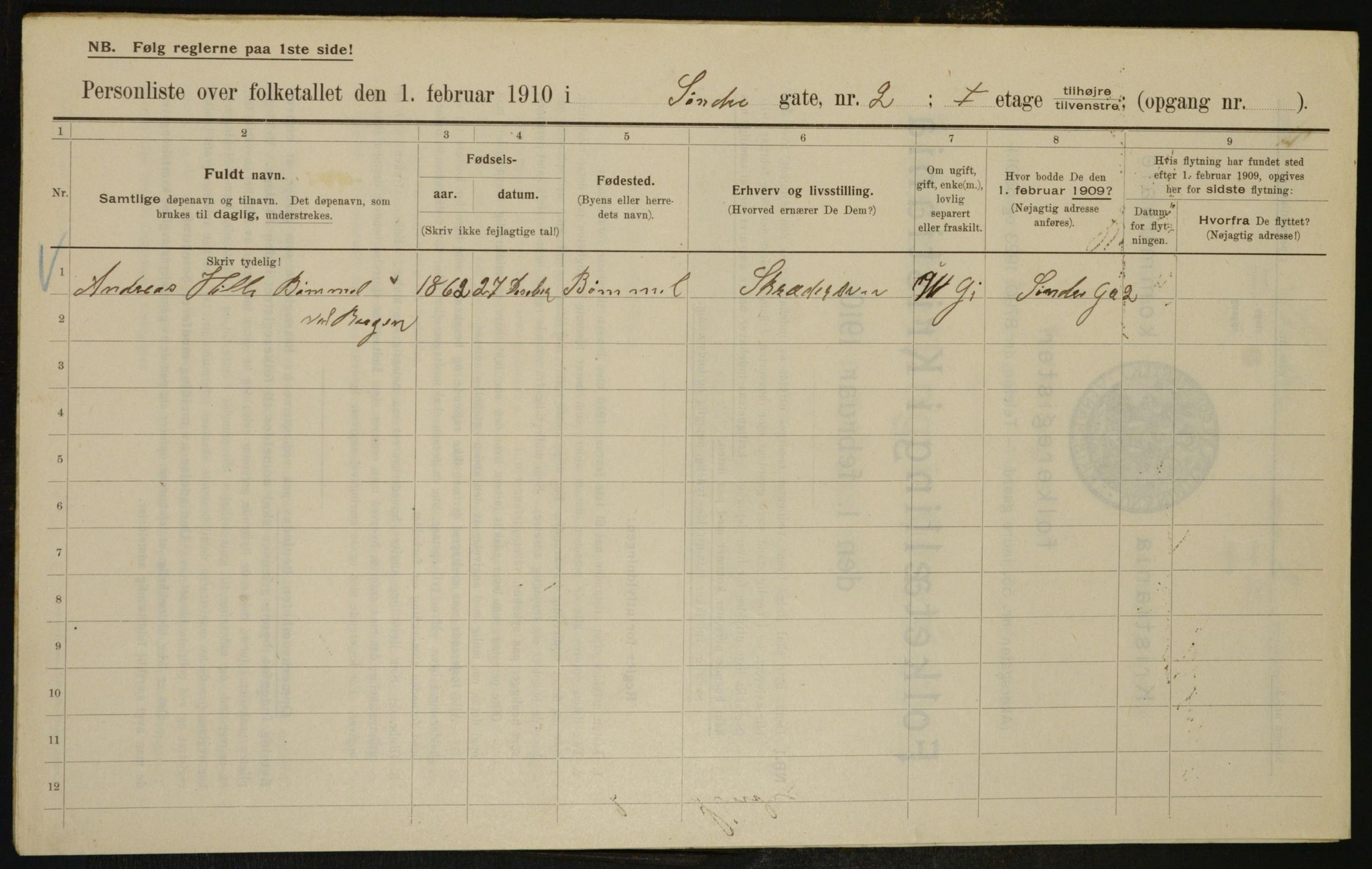 OBA, Municipal Census 1910 for Kristiania, 1910, p. 100960