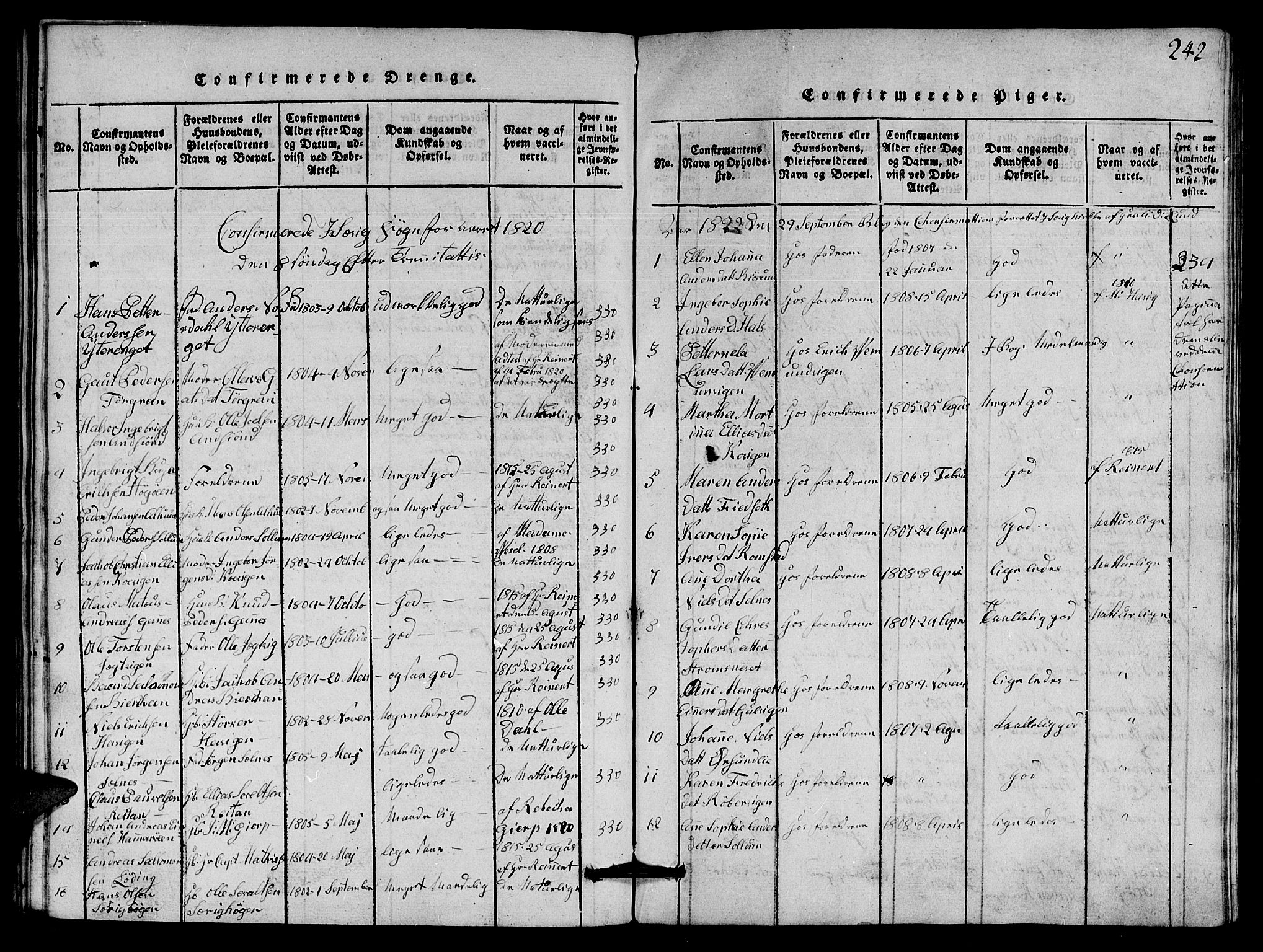 Ministerialprotokoller, klokkerbøker og fødselsregistre - Nord-Trøndelag, SAT/A-1458/770/L0590: Parish register (copy) no. 770C01, 1815-1824, p. 242
