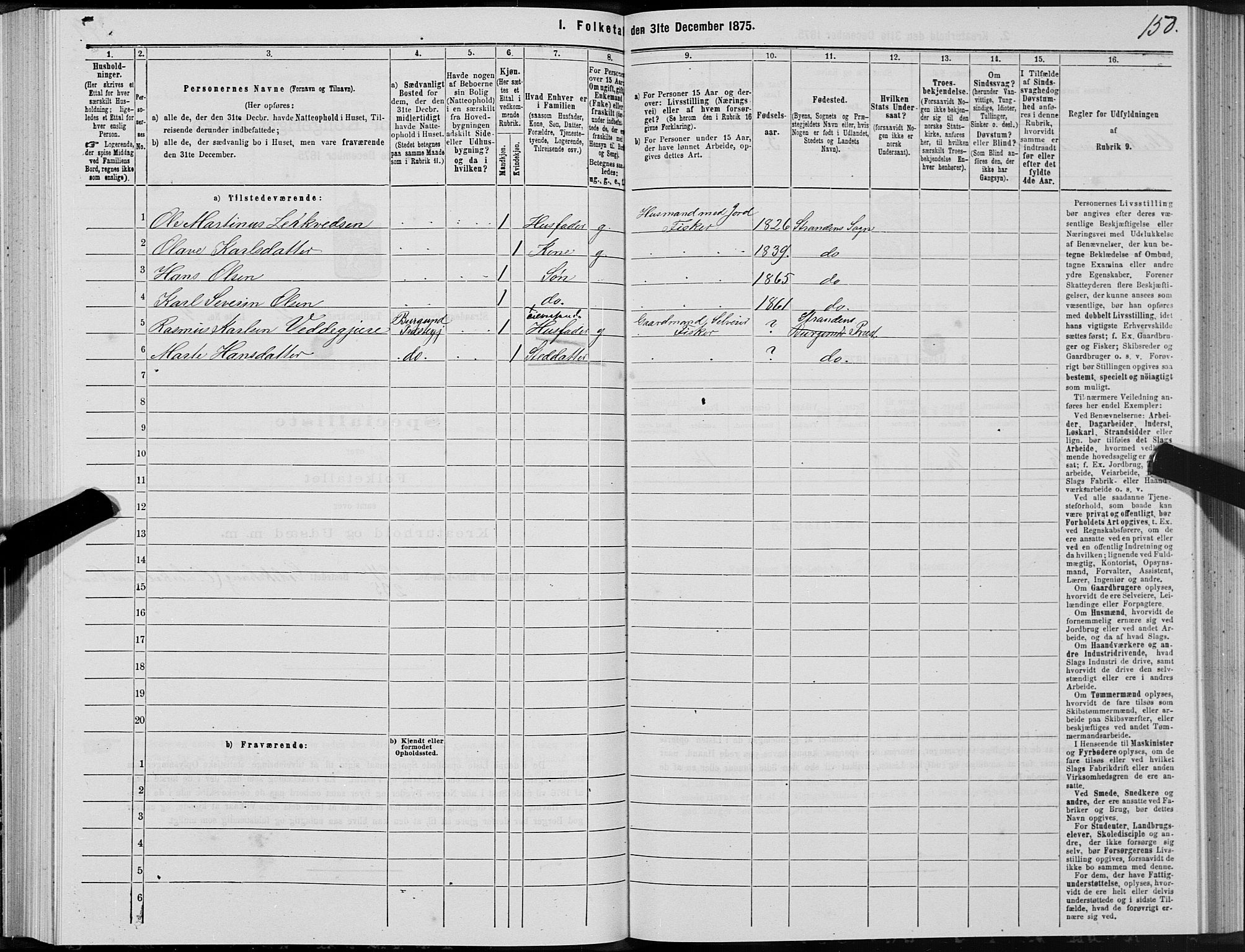 SAT, 1875 census for 1525P Stranda, 1875, p. 1150