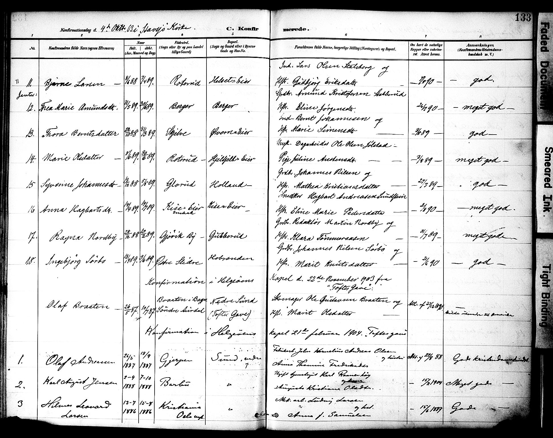 Nes prestekontor, Hedmark, SAH/PREST-020/K/Ka/L0010: Parish register (official) no. 10, 1887-1905, p. 133