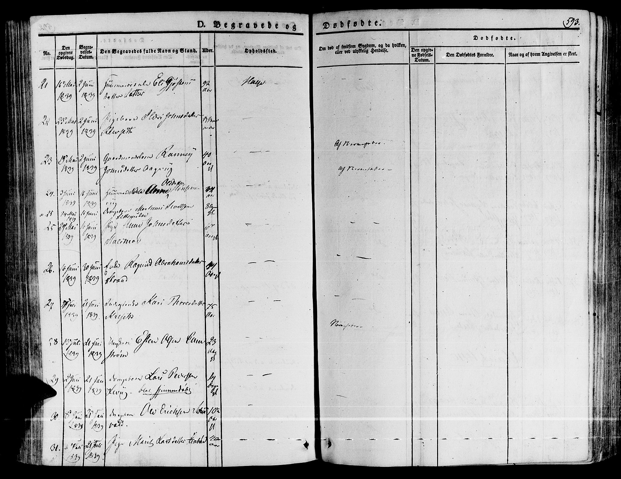 Ministerialprotokoller, klokkerbøker og fødselsregistre - Møre og Romsdal, AV/SAT-A-1454/592/L1025: Parish register (official) no. 592A03 /2, 1831-1849, p. 593