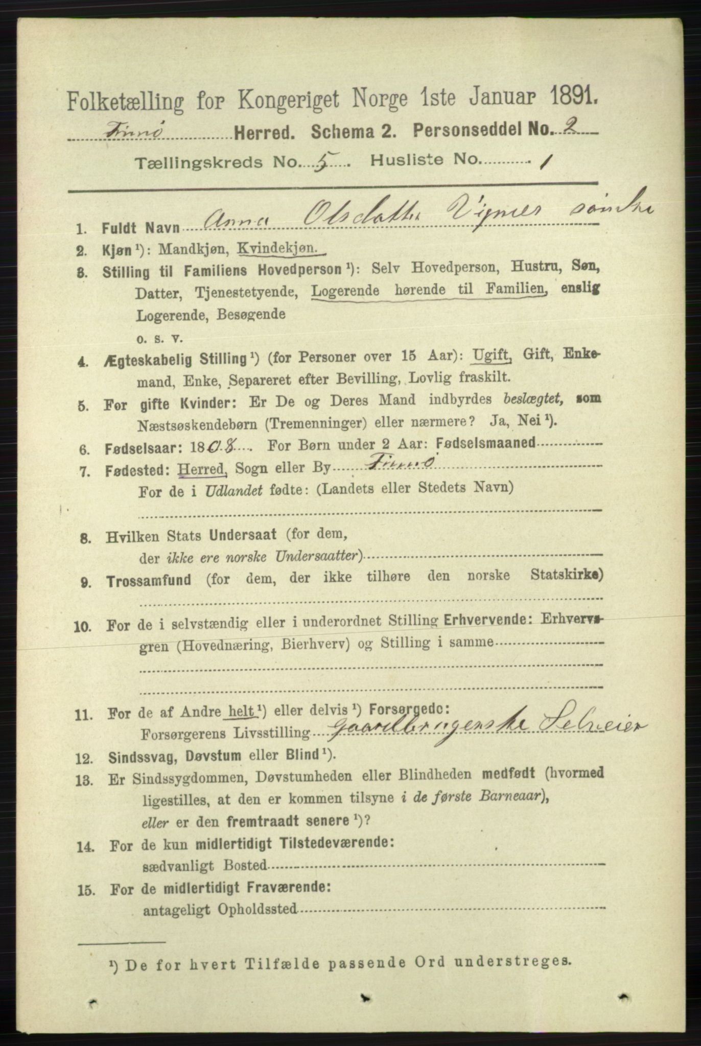 RA, 1891 census for 1141 Finnøy, 1891, p. 1112