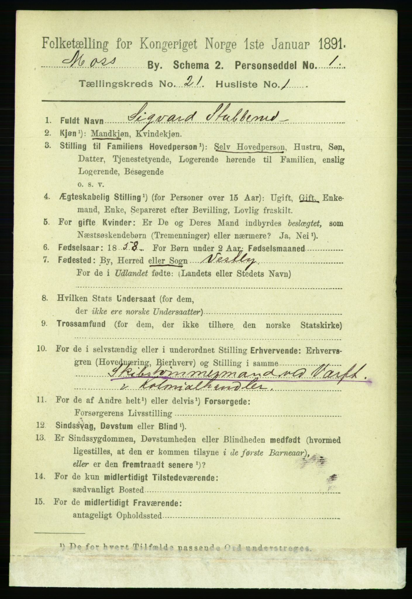 RA, 1891 census for 0104 Moss, 1891, p. 9089