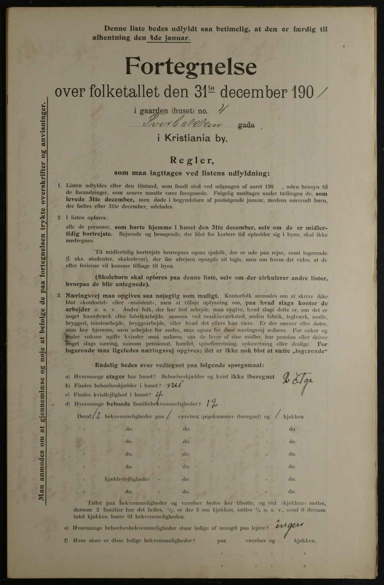 OBA, Municipal Census 1901 for Kristiania, 1901, p. 18046