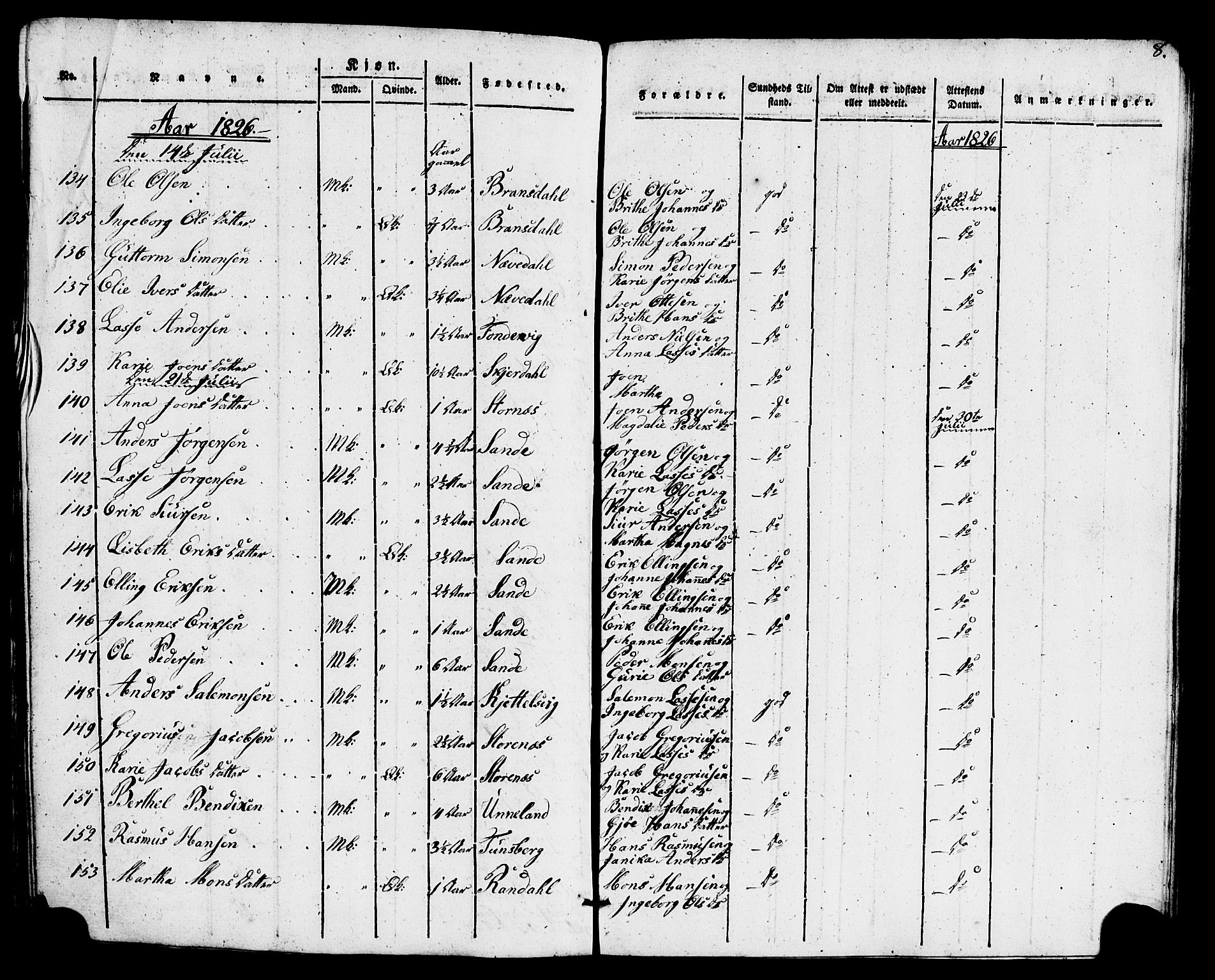 Gulen sokneprestembete, SAB/A-80201/H/Haa/Haaa/L0026: Parish register (official) no. A 26, 1826-1842, p. 8