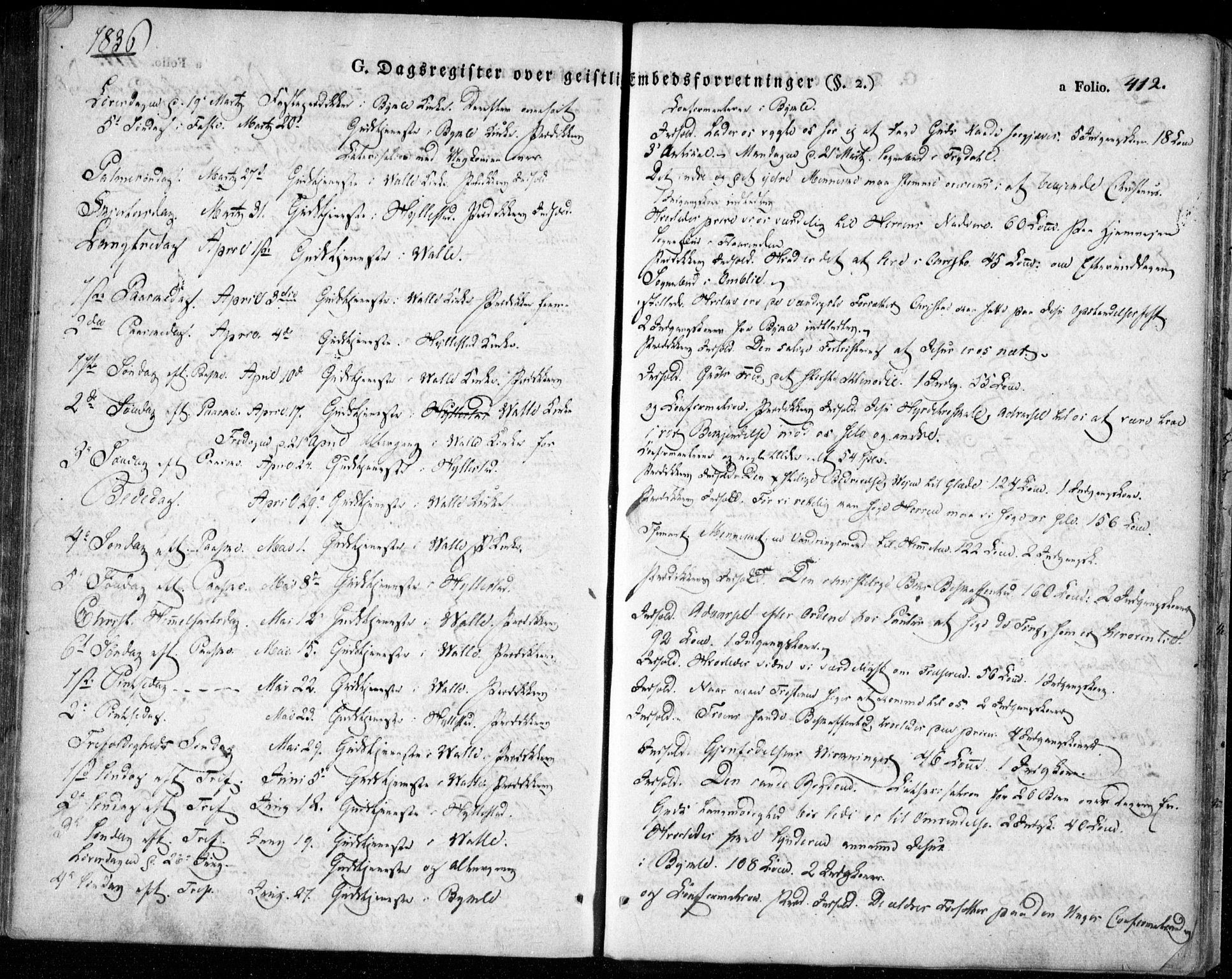 Valle sokneprestkontor, AV/SAK-1111-0044/F/Fa/Fac/L0006: Parish register (official) no. A 6, 1831-1853, p. 412