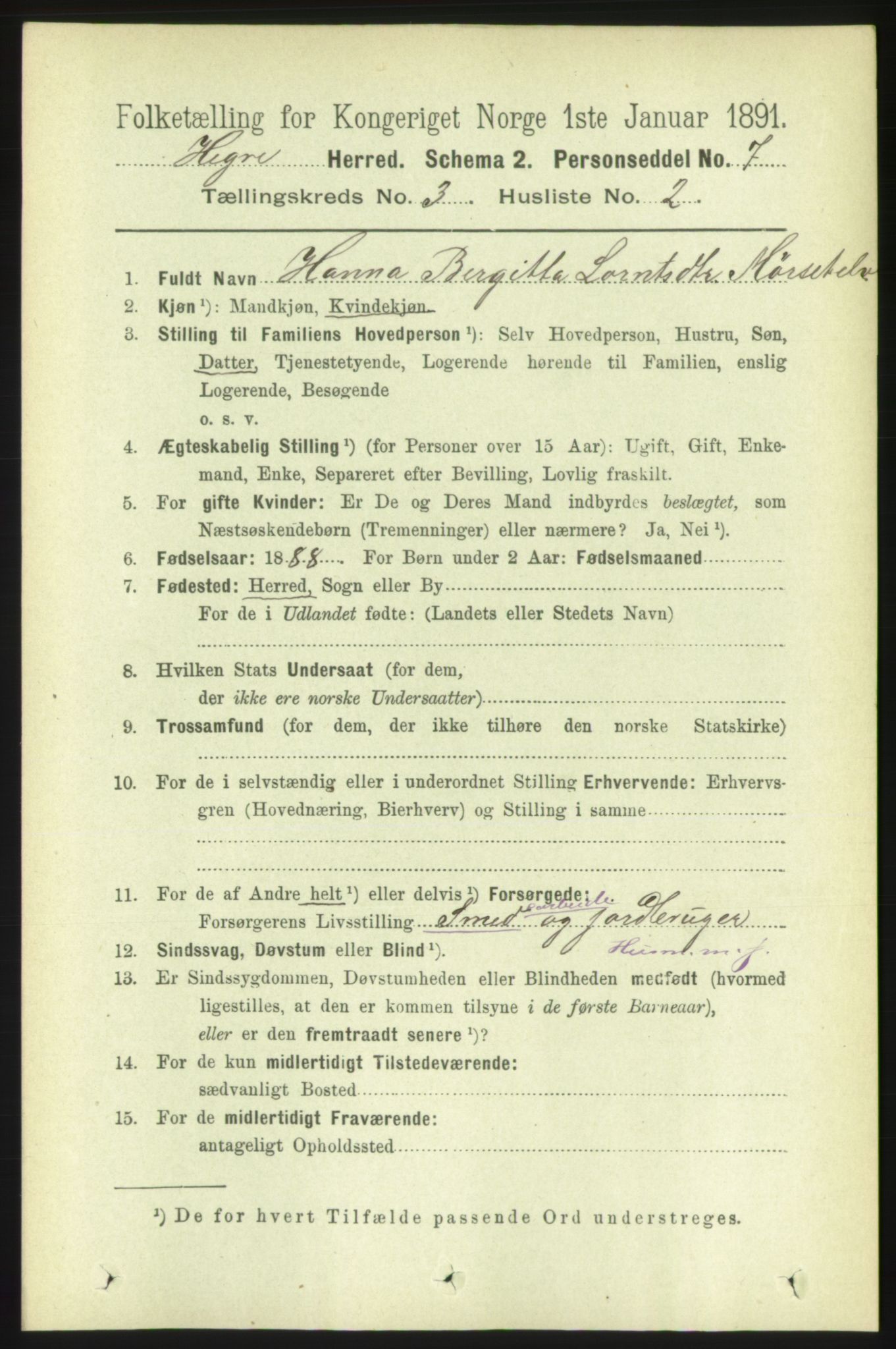 RA, 1891 census for 1712 Hegra, 1891, p. 1055