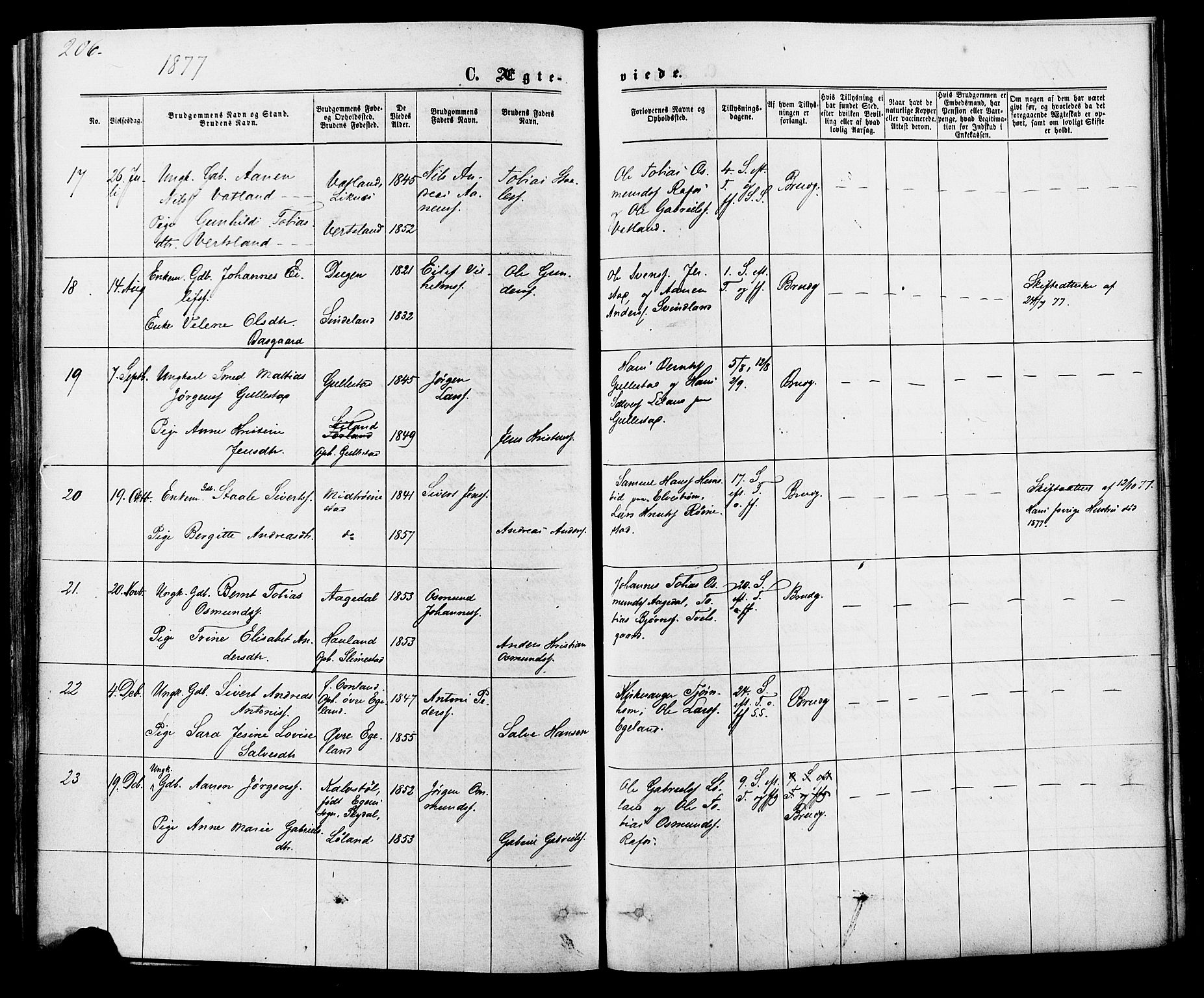 Kvinesdal sokneprestkontor, AV/SAK-1111-0026/F/Fa/Fab/L0007: Parish register (official) no. A 7, 1870-1885, p. 206