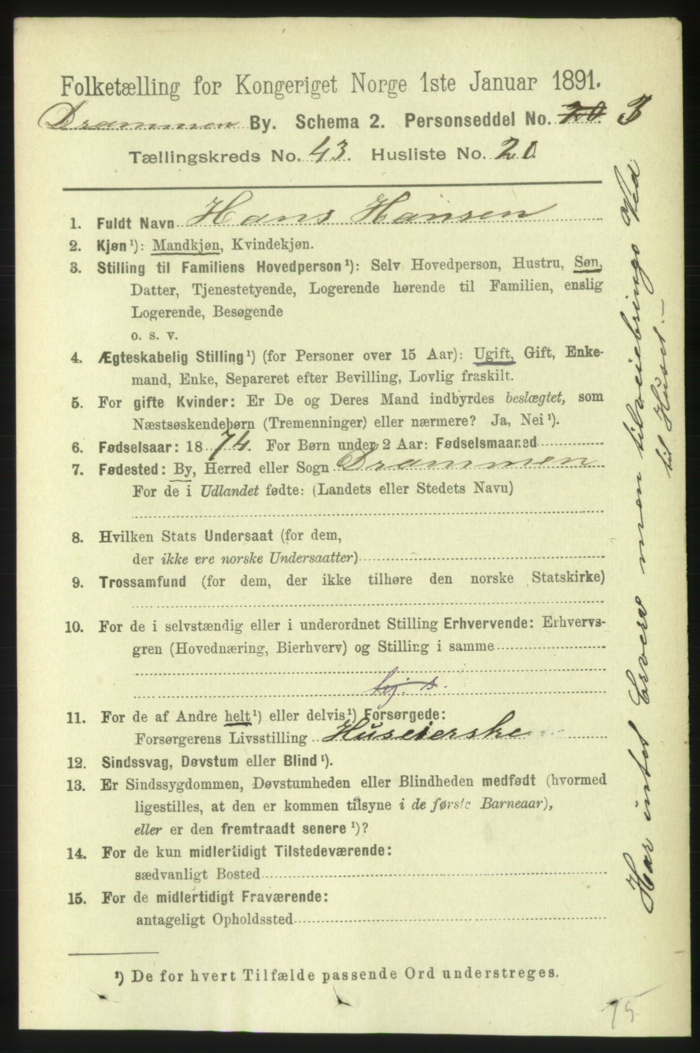 RA, 1891 census for 0602 Drammen, 1891, p. 25380