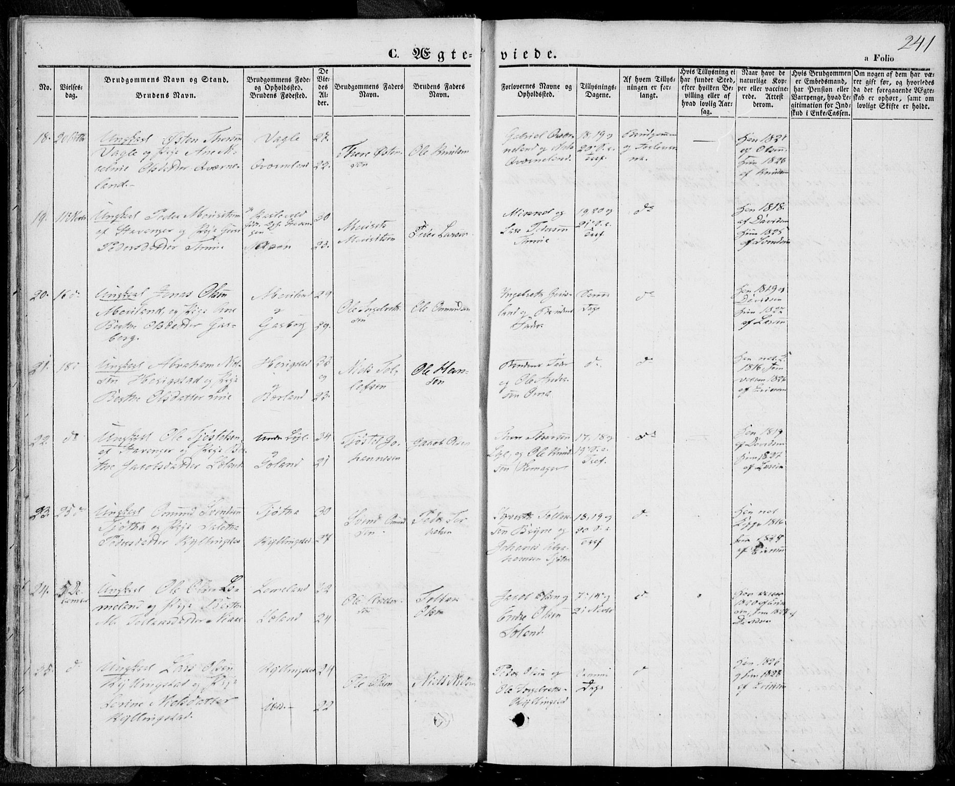 Lye sokneprestkontor, AV/SAST-A-101794/001/30BA/L0006: Parish register (official) no. A 5.2, 1842-1855, p. 241