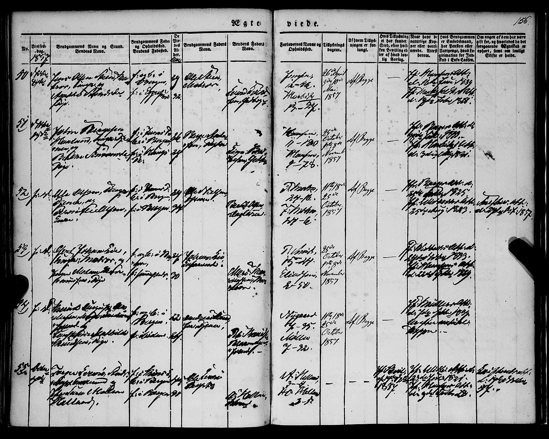 Nykirken Sokneprestembete, AV/SAB-A-77101/H/Haa/L0031: Parish register (official) no. D 1, 1834-1861, p. 156