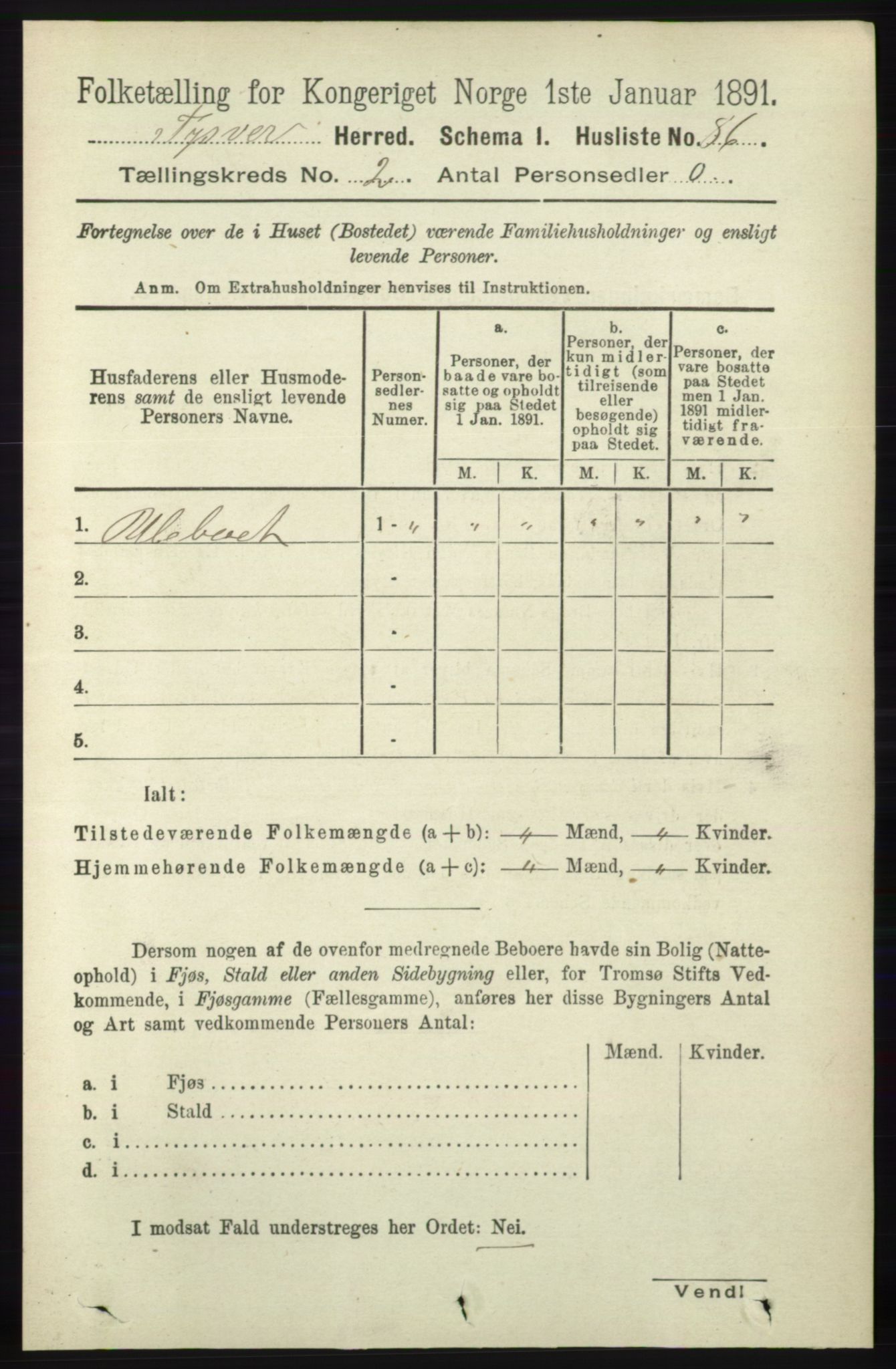 RA, 1891 census for 1146 Tysvær, 1891, p. 687