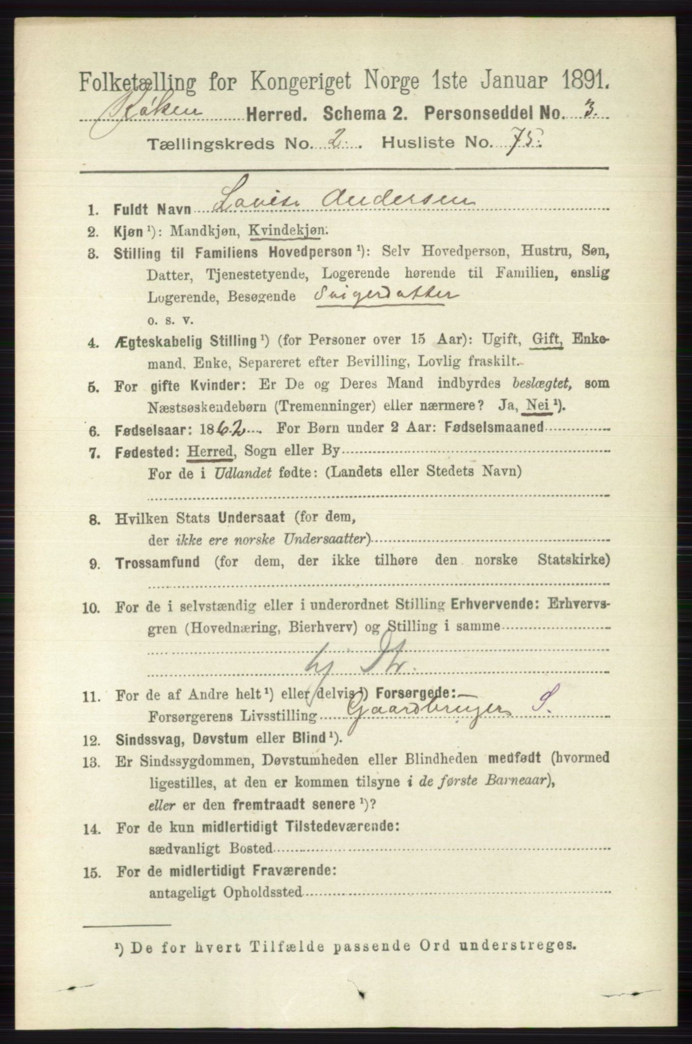 RA, 1891 census for 0627 Røyken, 1891, p. 1088