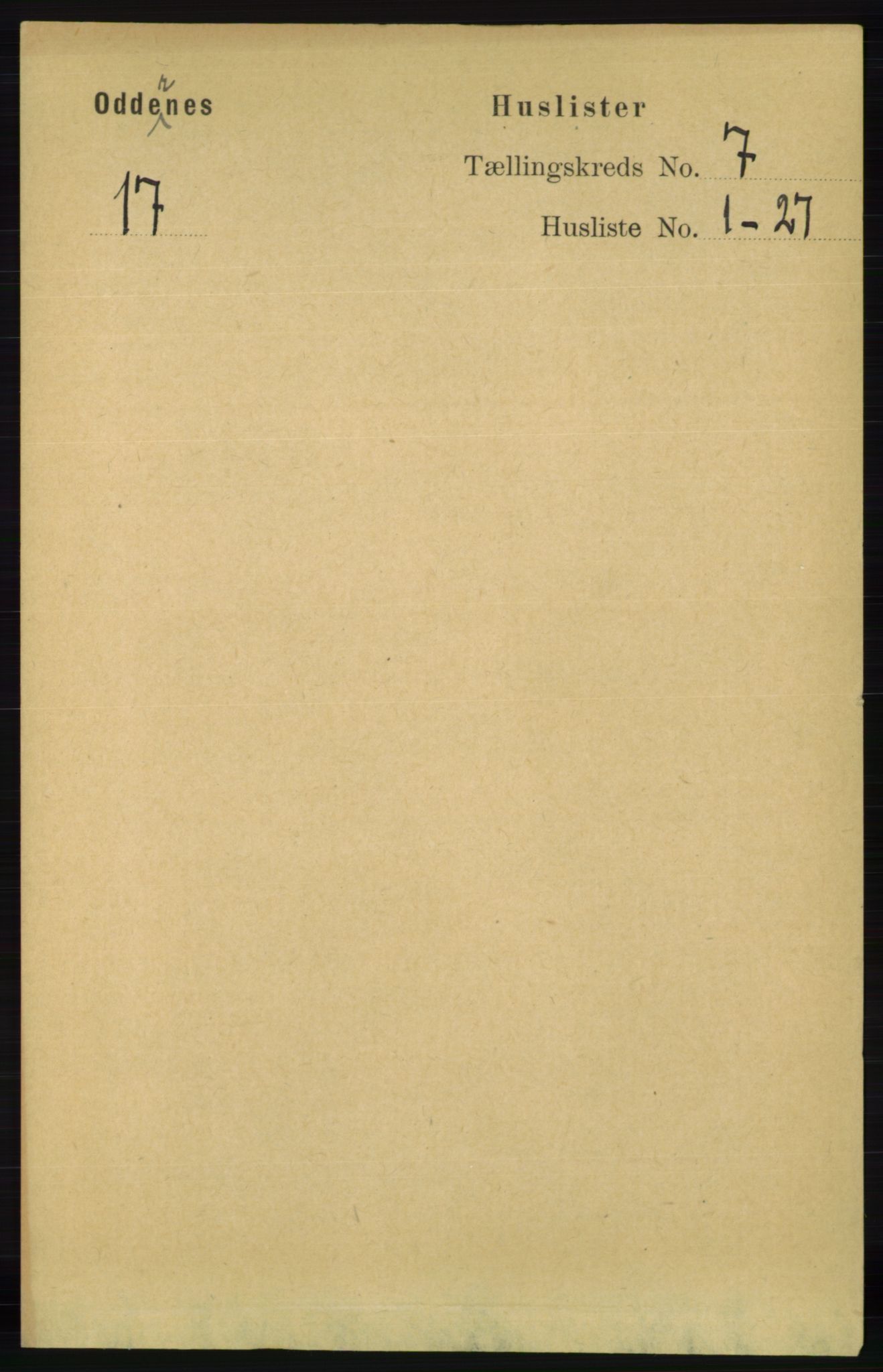 RA, 1891 census for 1012 Oddernes, 1891, p. 2447