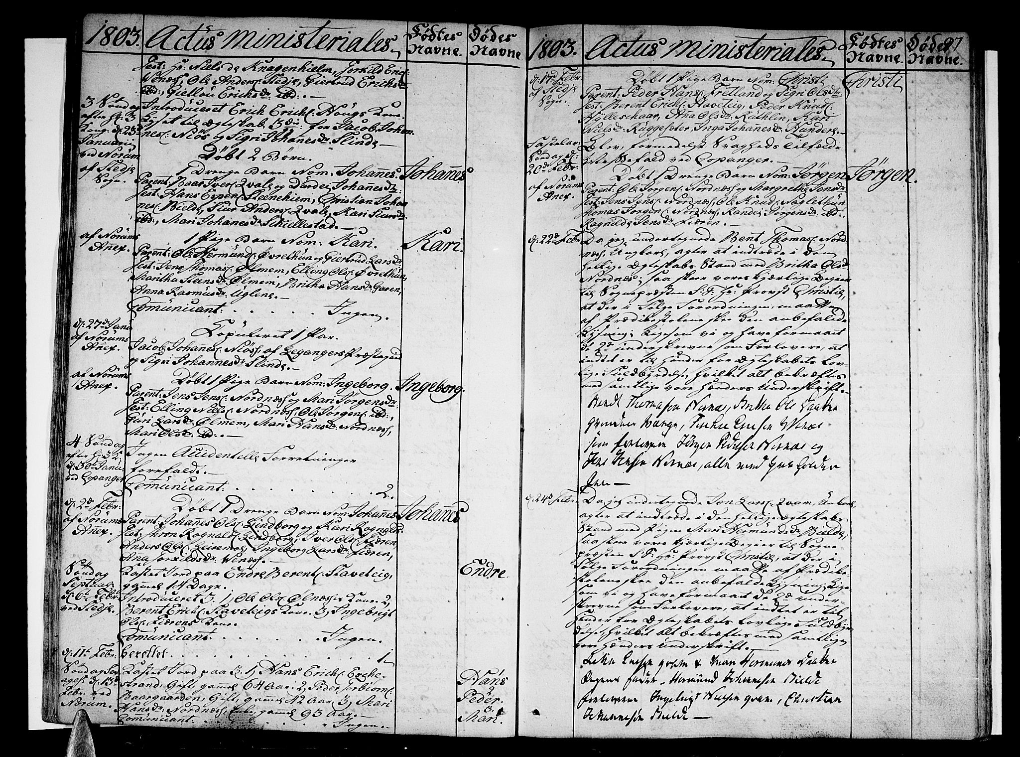 Sogndal sokneprestembete, AV/SAB-A-81301/H/Haa/Haaa/L0008: Parish register (official) no. A 8, 1795-1809, p. 97