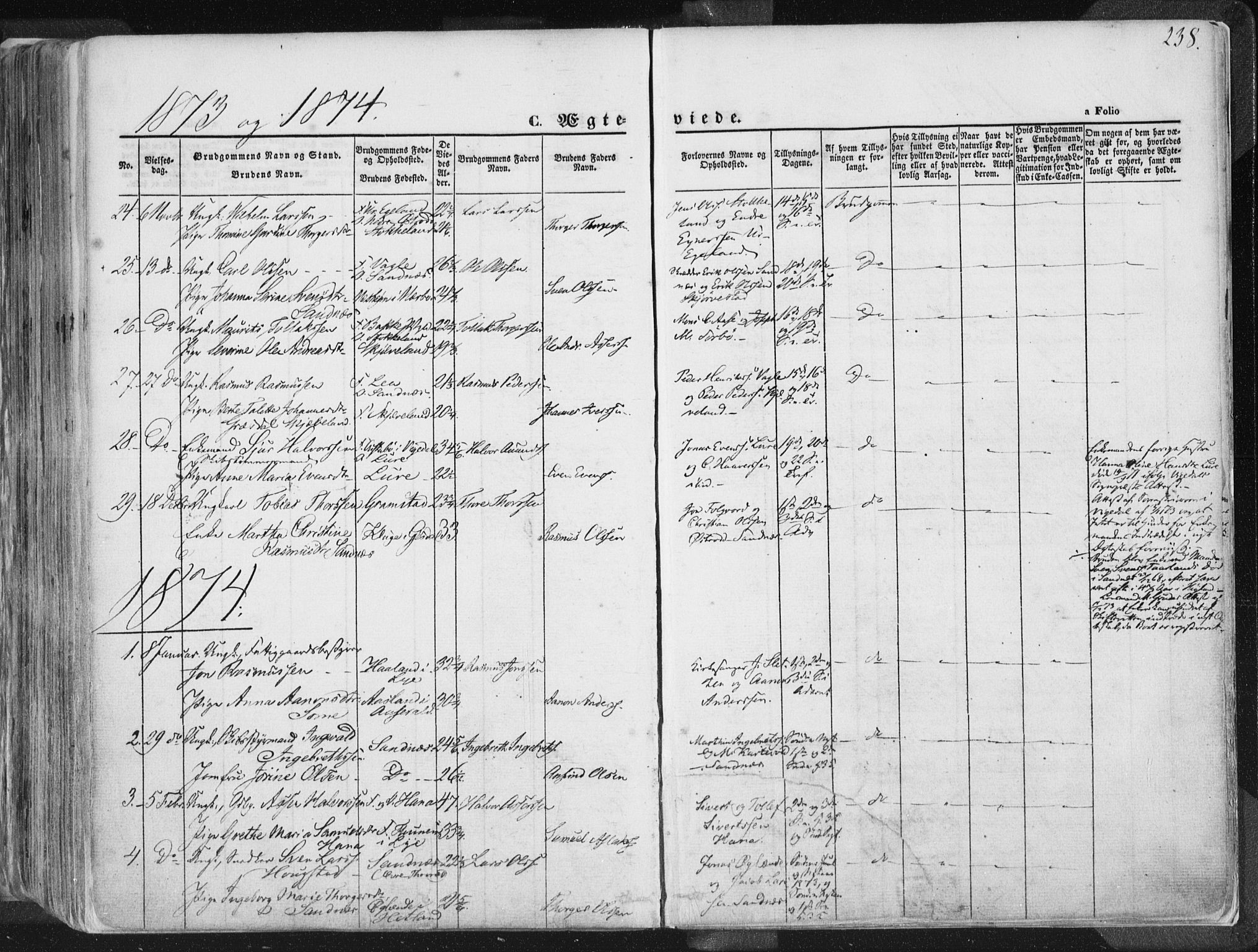 Høyland sokneprestkontor, SAST/A-101799/001/30BA/L0010: Parish register (official) no. A 9.1, 1857-1877, p. 238