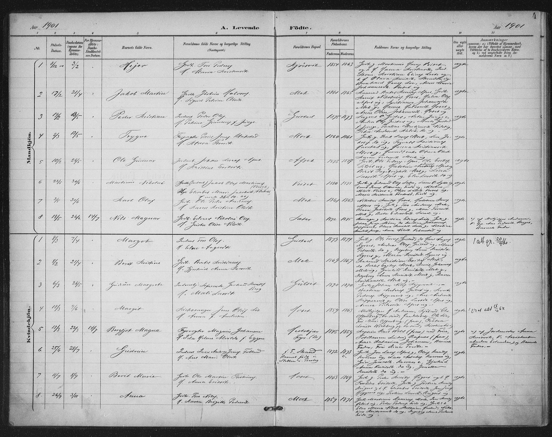 Ministerialprotokoller, klokkerbøker og fødselsregistre - Møre og Romsdal, SAT/A-1454/568/L0810: Parish register (official) no. 568A14, 1901-1915, p. 4