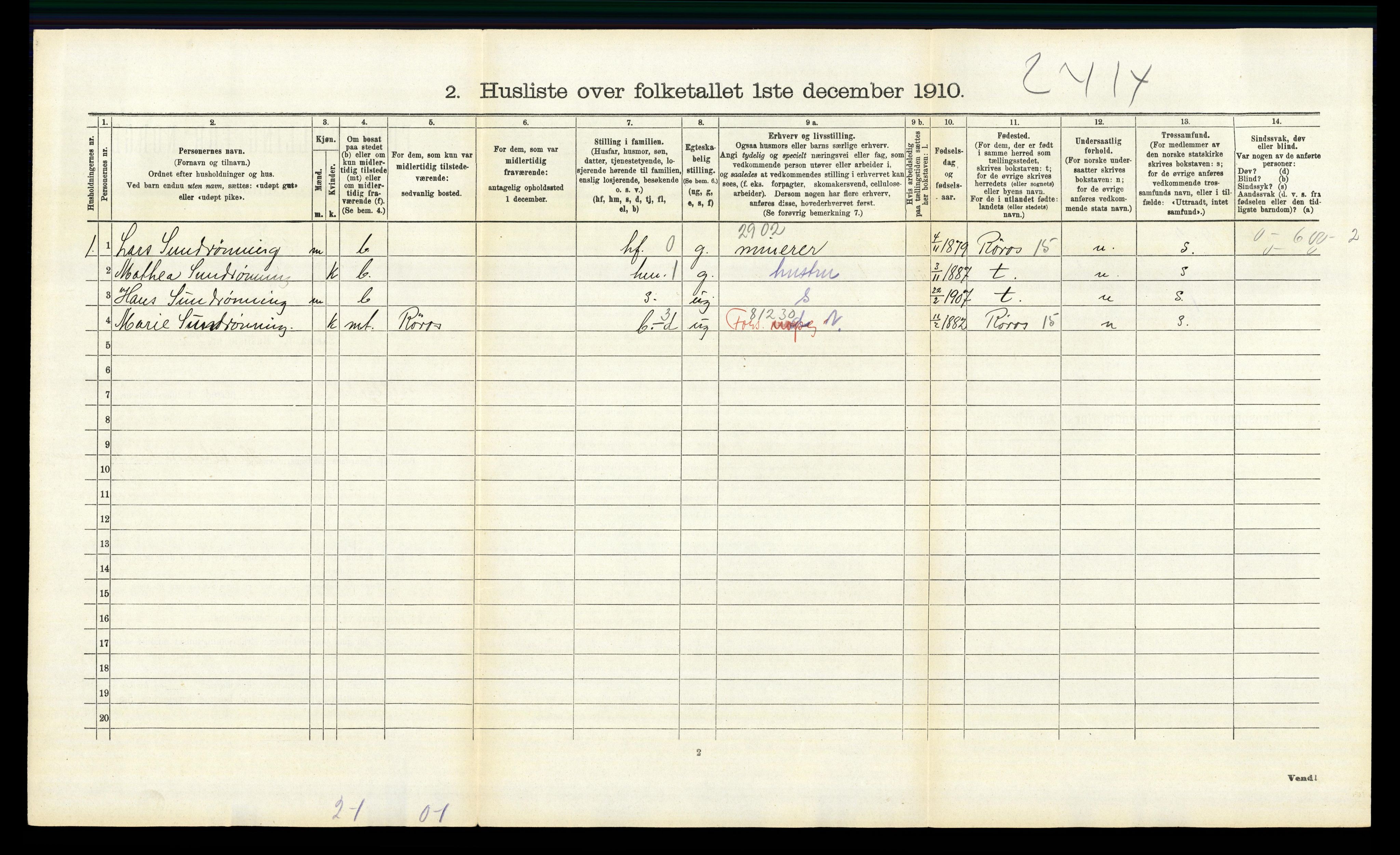 RA, 1910 census for Lille Elvedalen, 1910, p. 1204
