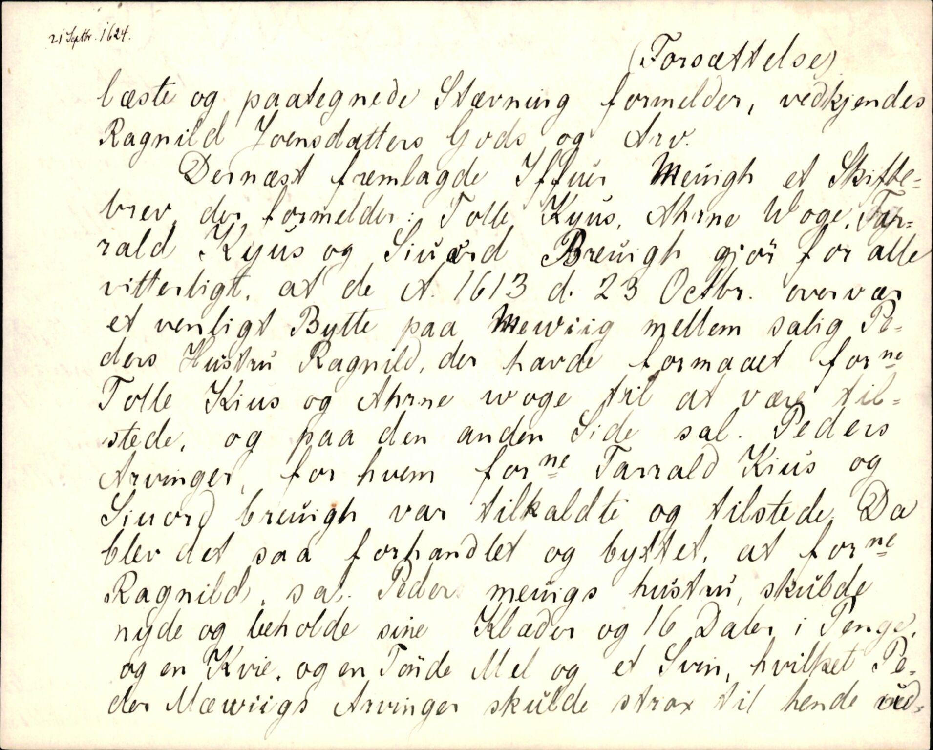 Riksarkivets diplomsamling, AV/RA-EA-5965/F35/F35d/L0003: Innlånte diplomer, seddelregister, 1621-1642, p. 95