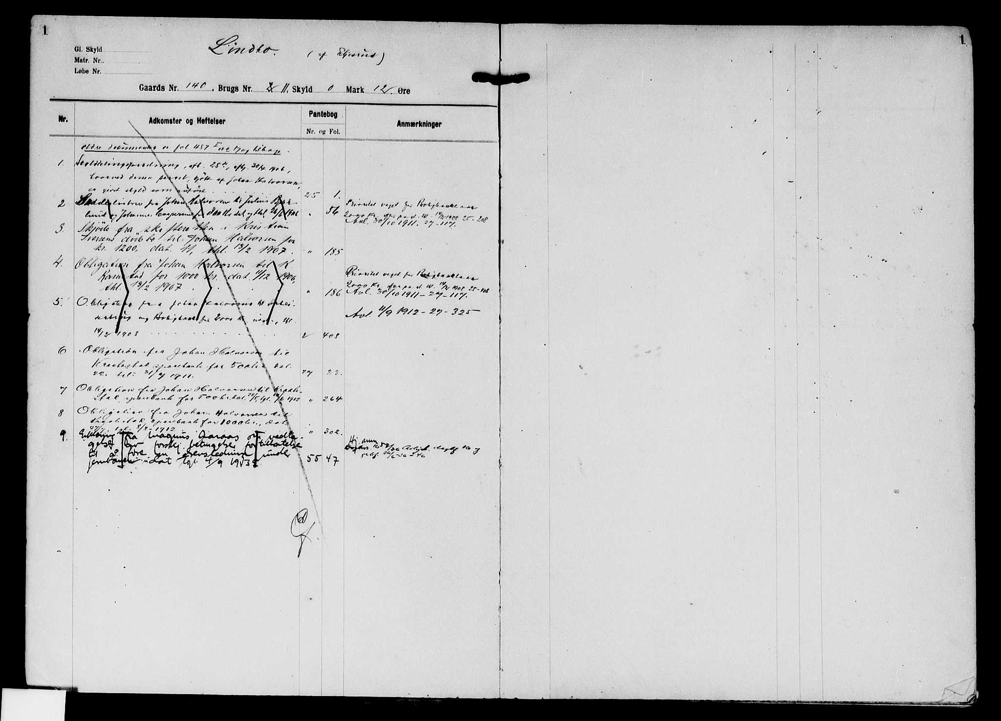 Follo sorenskriveri, SAO/A-10274/G/Gb/Gbg/L0002: Mortgage register no. VII 2, 1906-1938, p. 1