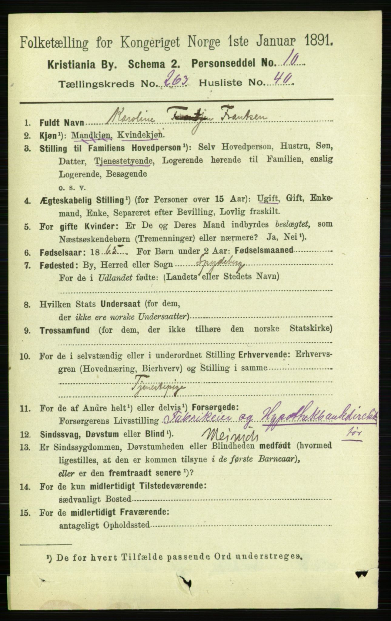 RA, 1891 census for 0301 Kristiania, 1891, p. 160271