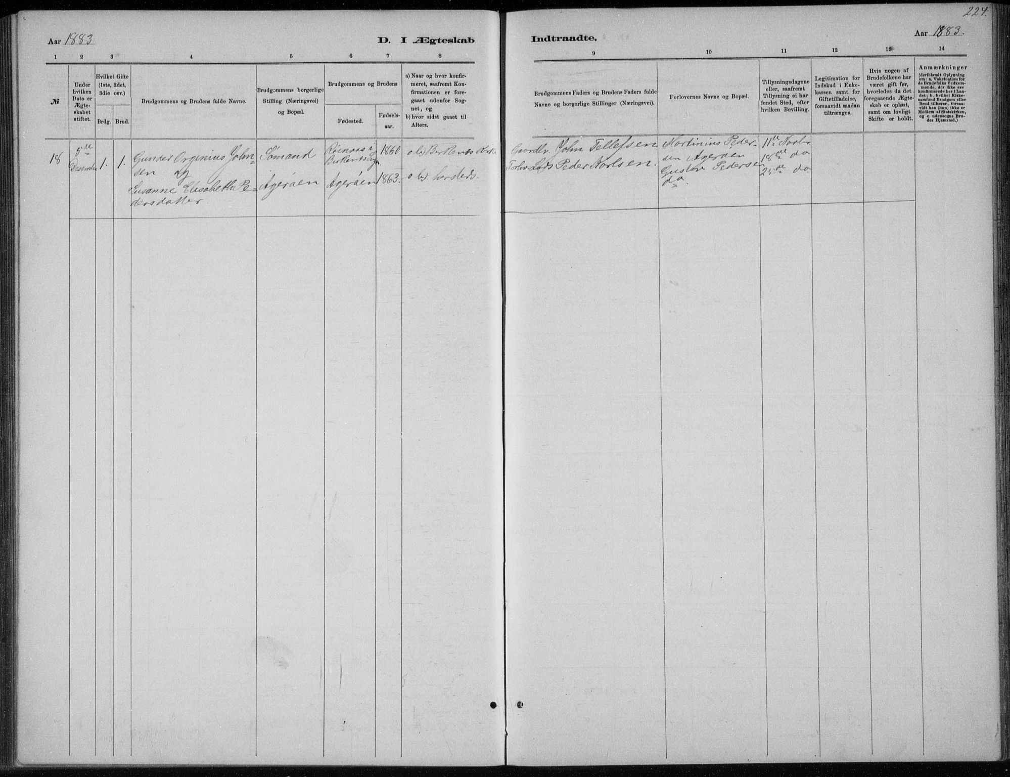 Høvåg sokneprestkontor, SAK/1111-0025/F/Fb/L0004: Parish register (copy) no. B 4, 1883-1898, p. 224
