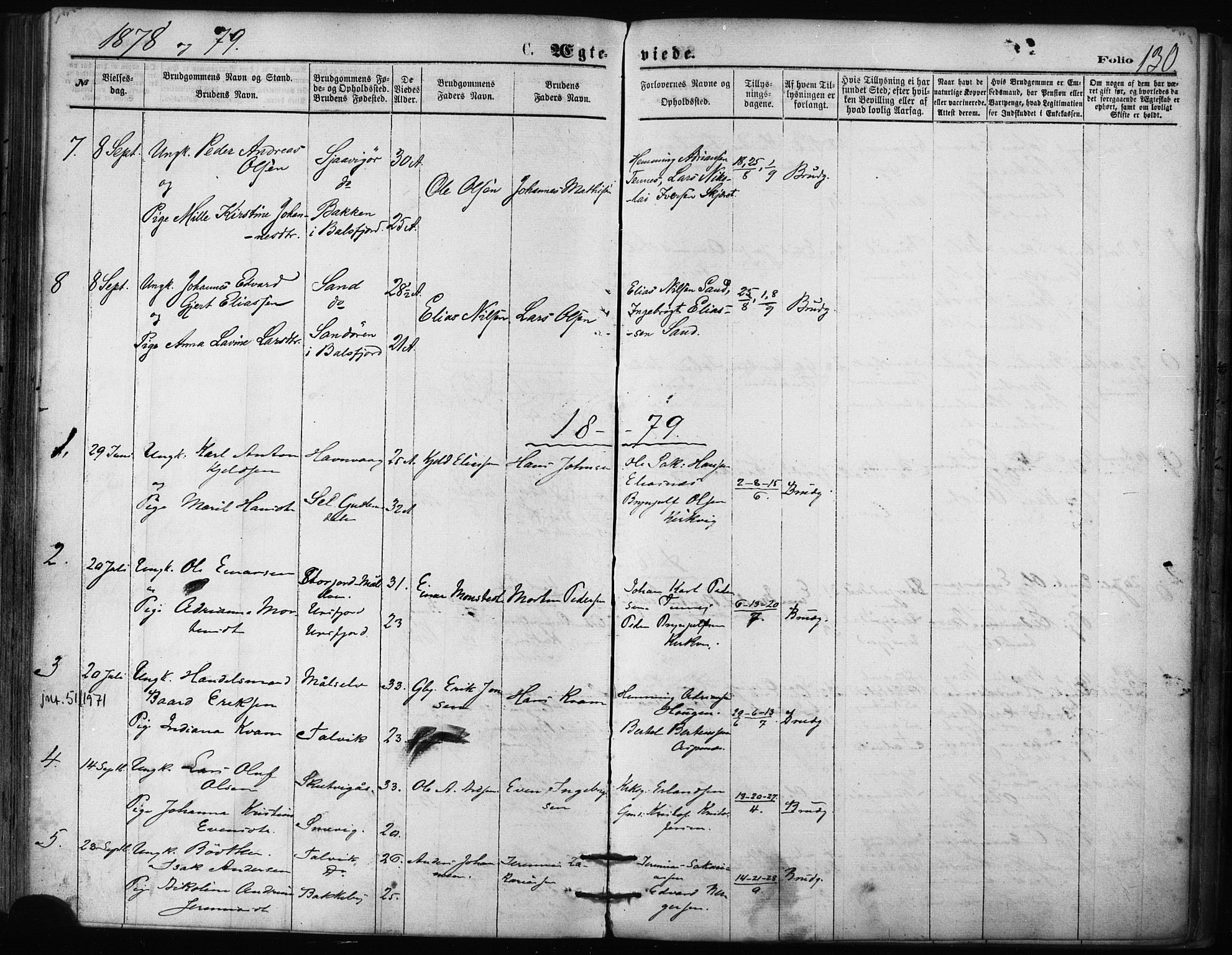 Balsfjord sokneprestembete, SATØ/S-1303/G/Ga/L0002kirke: Parish register (official) no. 2, 1871-1886, p. 130